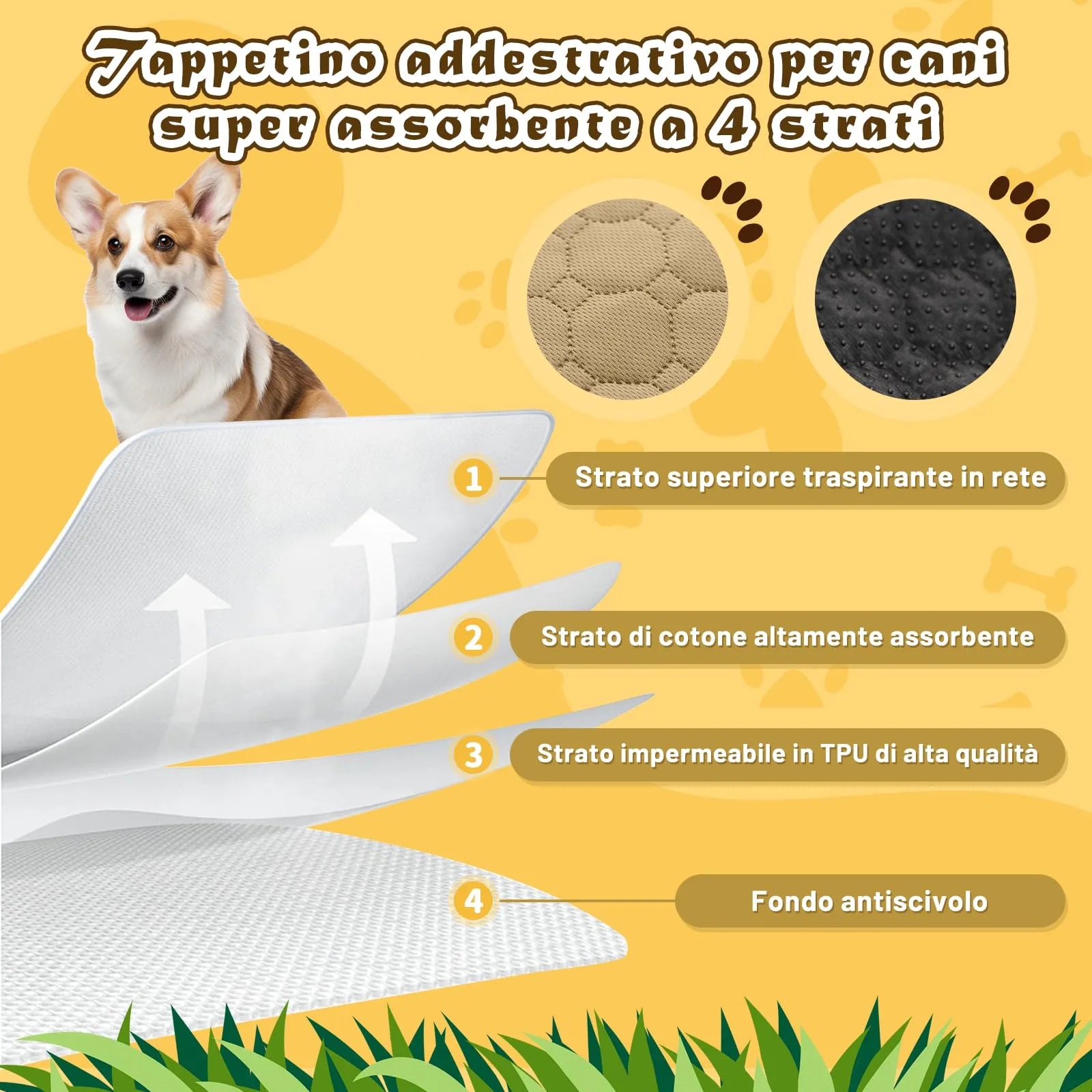 E-THOL Set di 2 tappetini da allenamento per cani e gatti, lavabili e riutilizzabili, marrone, 70 x 100 cm - immagine 3