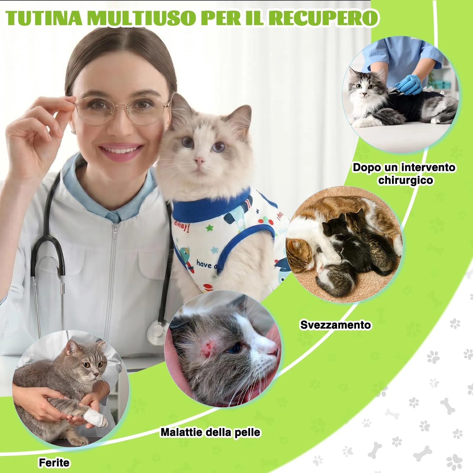 DoggieKit Tuta da Recupero Post Operatorio per Gatti, Alternativa al Collare Elisabettiano, Taglia L - immagine 6