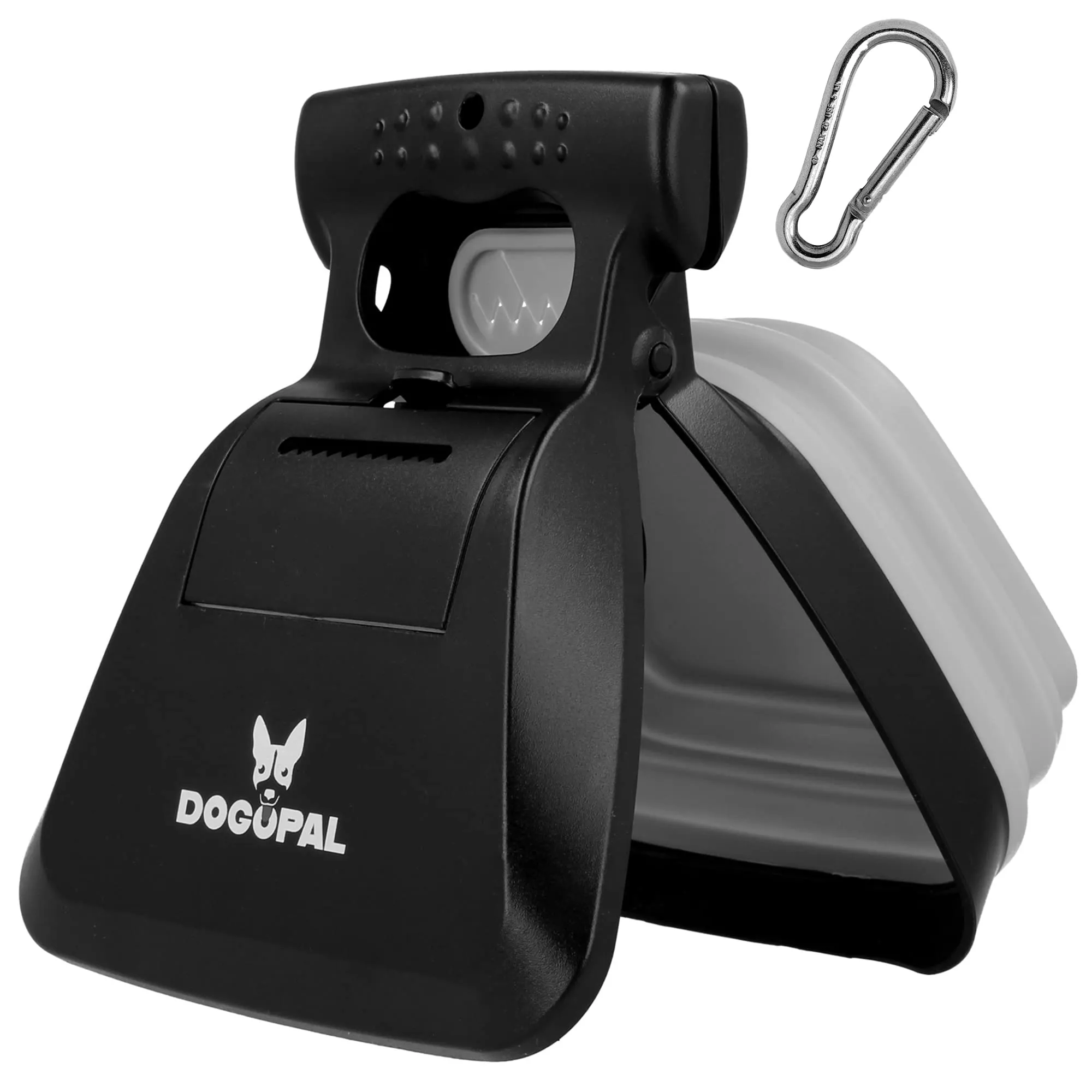 DOGOPAL Raccogli Cacca per Cane e Gatto, Paletta Portatile con Scomparto Espandibile e Mollettone Integrato, Grigio, Large - immagine 1