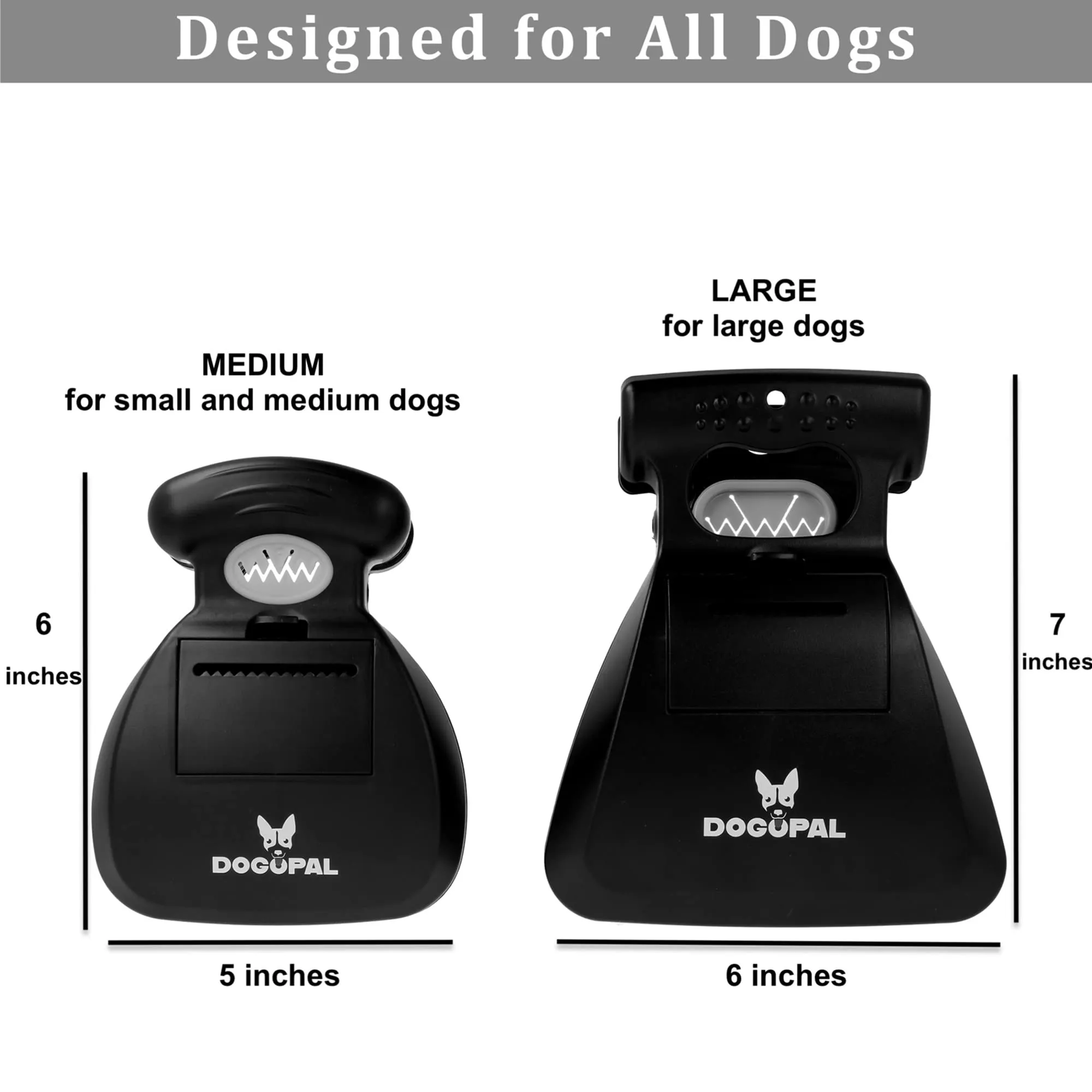 DOGOPAL Raccogli Cacca per Cane e Gatto, Paletta Portatile con Scomparto Espandibile e Mollettone Integrato, Grigio, Large - immagine 2