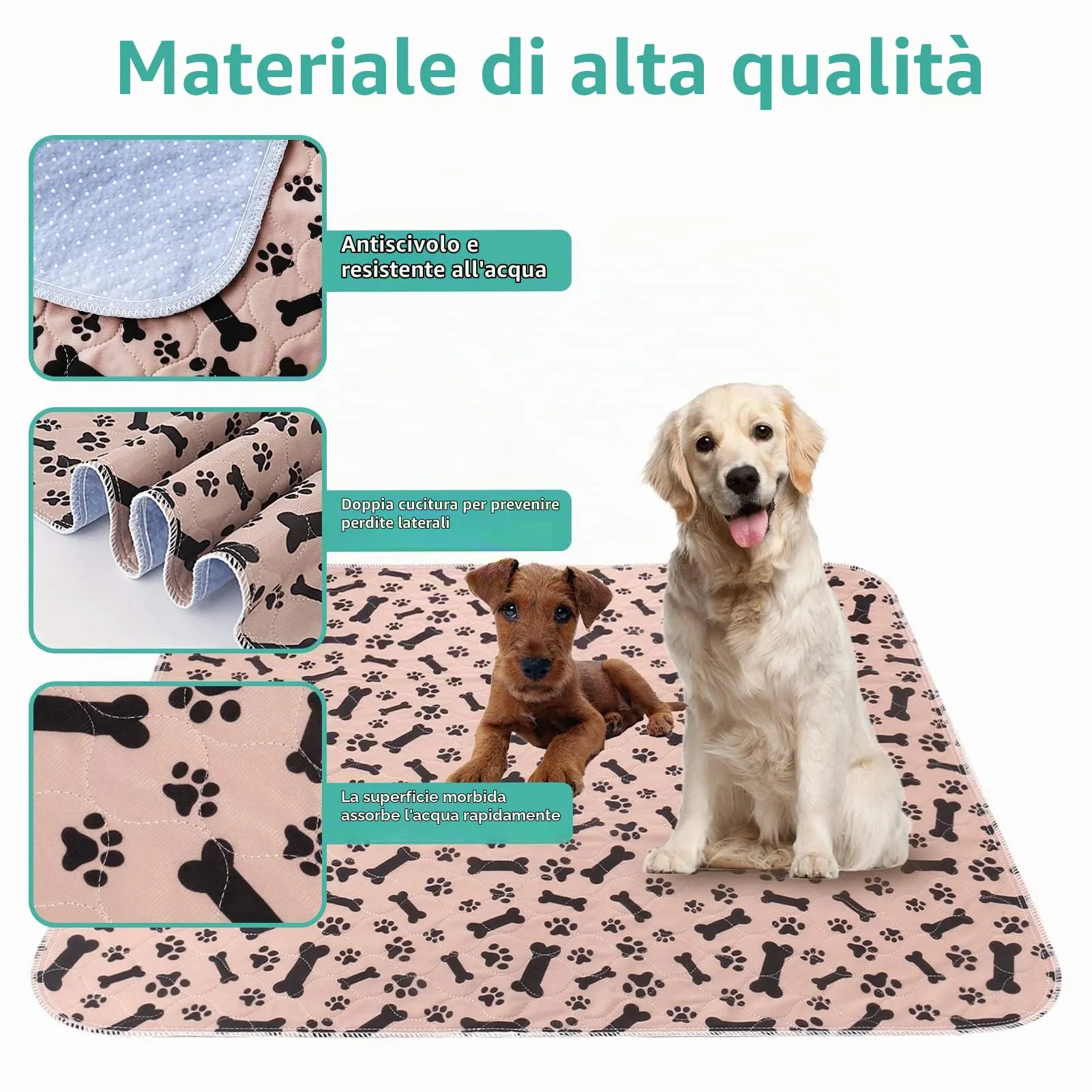 Vehipa Traverse Lavabili per Cani, 2 Pezzi, 90 x 80 cm, Assorbenti - immagine 4