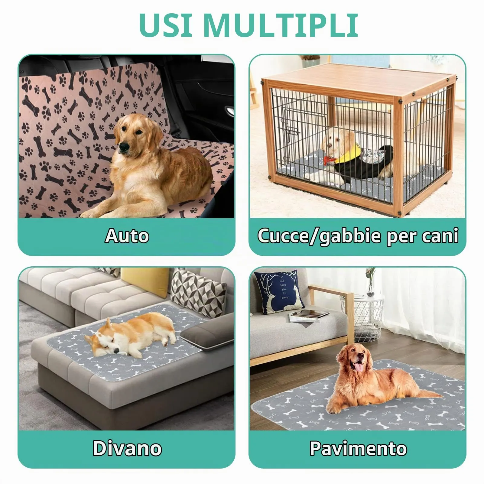 Vehipa Traverse Lavabili per Cani, 2 Pezzi, 90 x 80 cm, Assorbenti - immagine 6