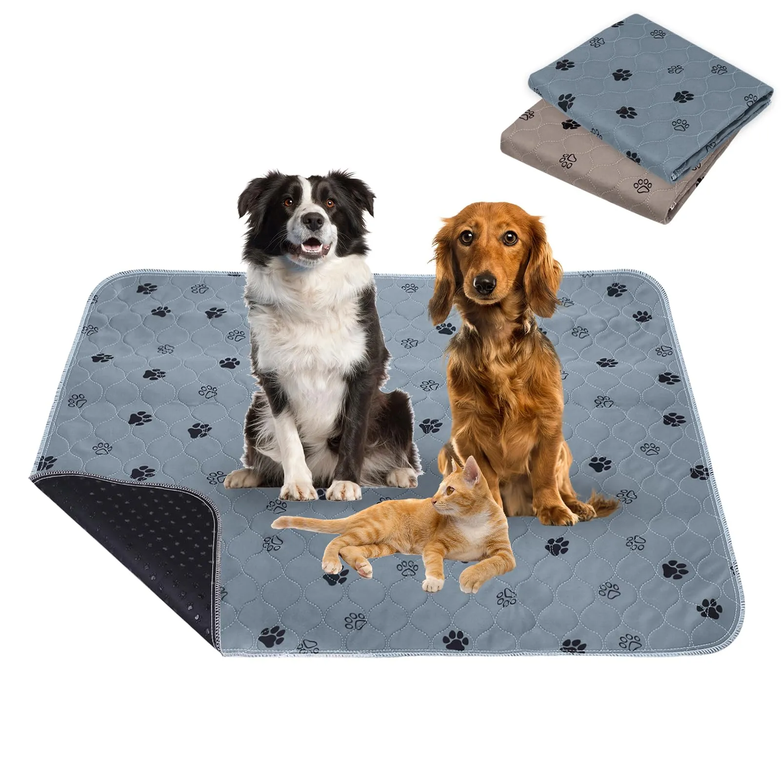 Vehipa Traverse Lavabili per Cani, 2 Pezzi, 90 x 80 cm, Marrone e Blu - immagine 1