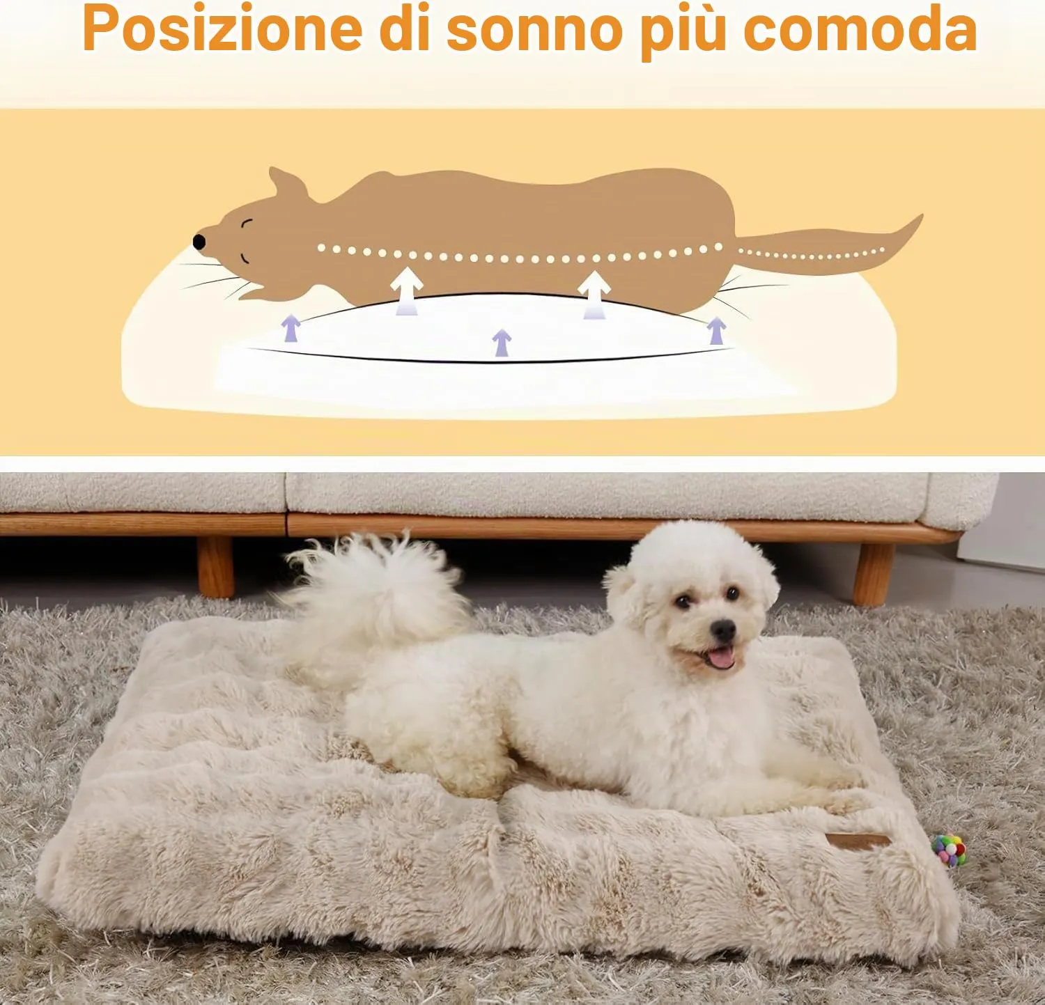 BingoPaw Cuccia Cane Interno, 90x60x10cm, Beige - immagine 7