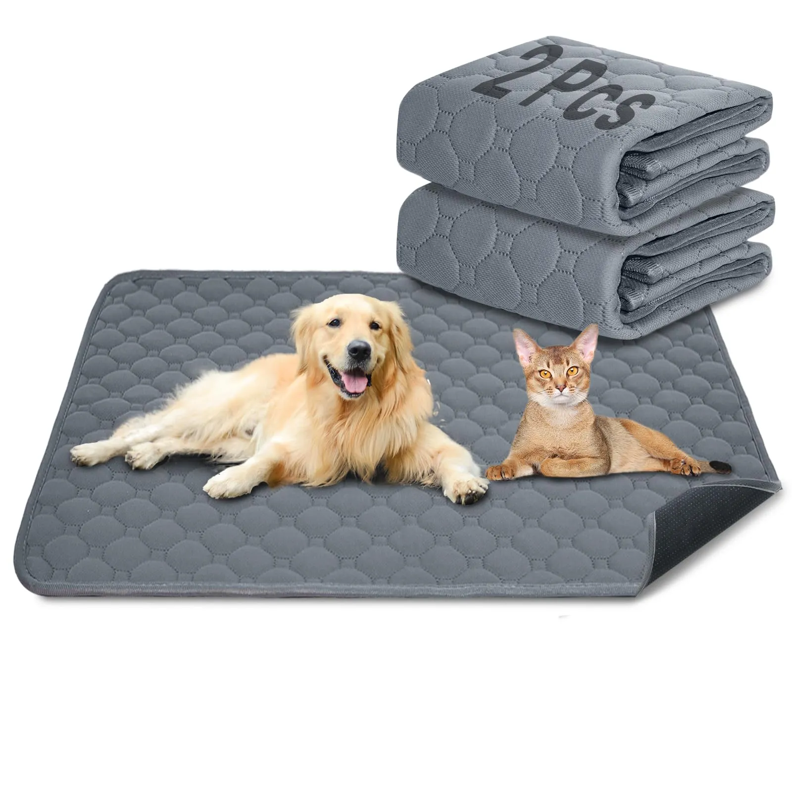 E-THOL Set di 2 tappetini da allenamento per cani e gatti, lavabili e riutilizzabili, grigio, 50 x 70 cm - immagine 1