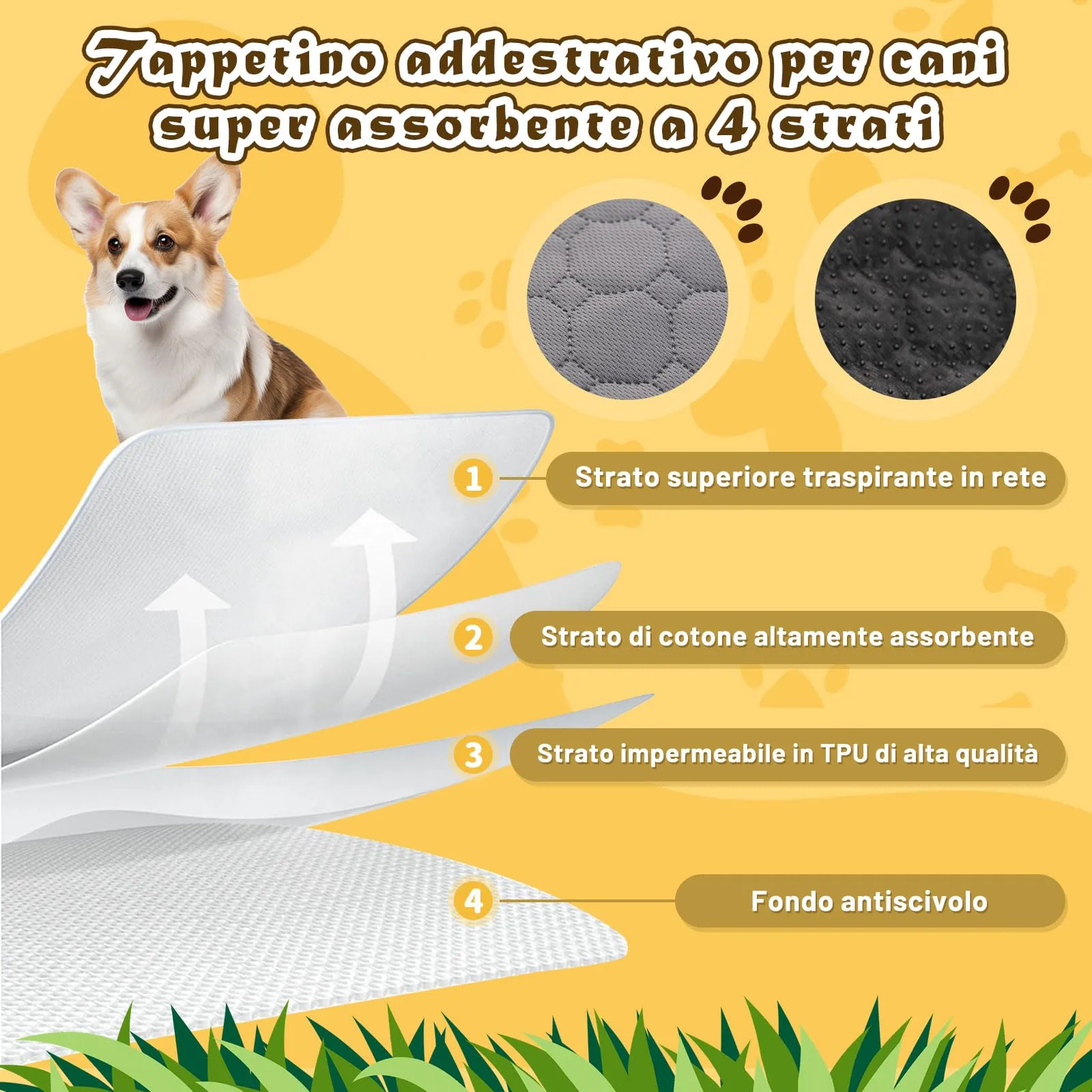 E-THOL Set di 2 tappetini da allenamento per cani e gatti, lavabili e riutilizzabili, grigio, 70 x 100 cm - immagine 3