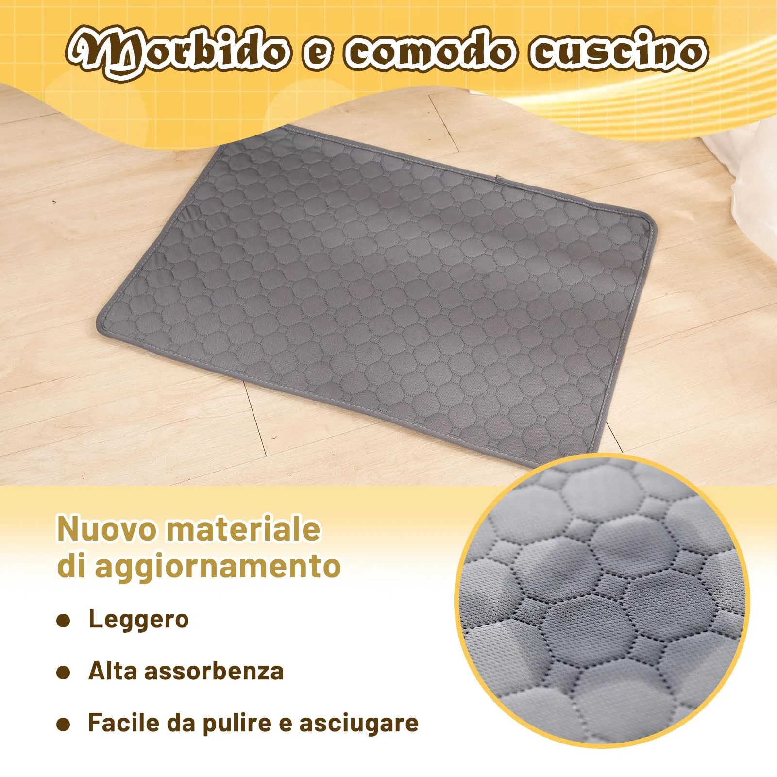 E-THOL Set di 2 tappetini da allenamento per cani e gatti, lavabili e riutilizzabili, grigio, 70 x 100 cm - immagine 4