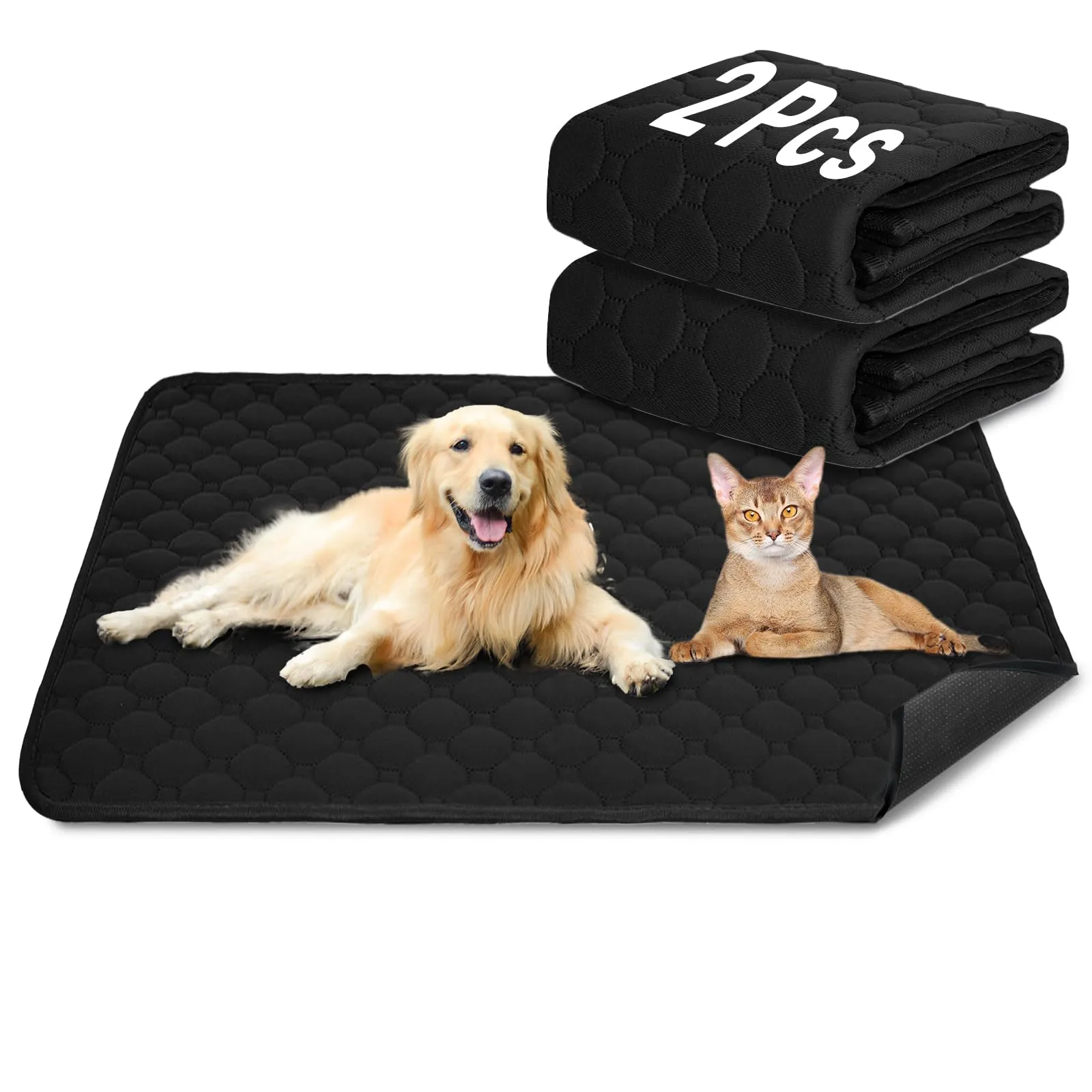 E-THOL Tappetino da addestramento per cani e gatti, set di 2 pezzi, lavabile e riutilizzabile, nero, 150 x 90 cm - immagine 1