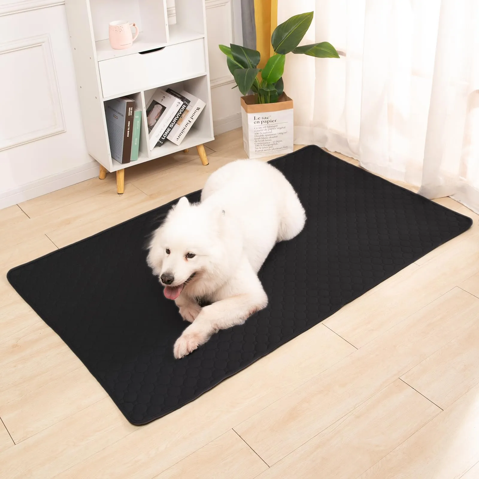 E-THOL Tappetino da addestramento per cani e gatti, set di 2 pezzi, lavabile e riutilizzabile, nero, 150 x 90 cm - immagine 8