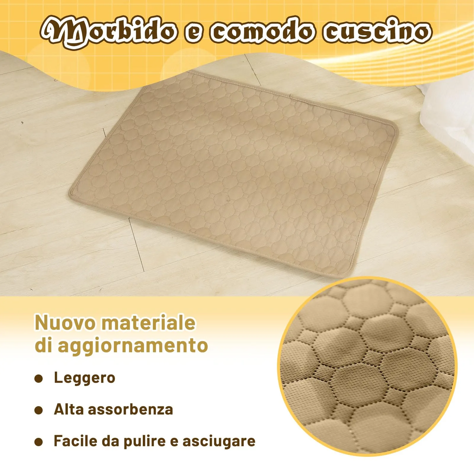 E-THOL Set di 2 tappetini da allenamento per cani e gatti, lavabili e riutilizzabili, marrone, 50 x 70 cm - immagine 4