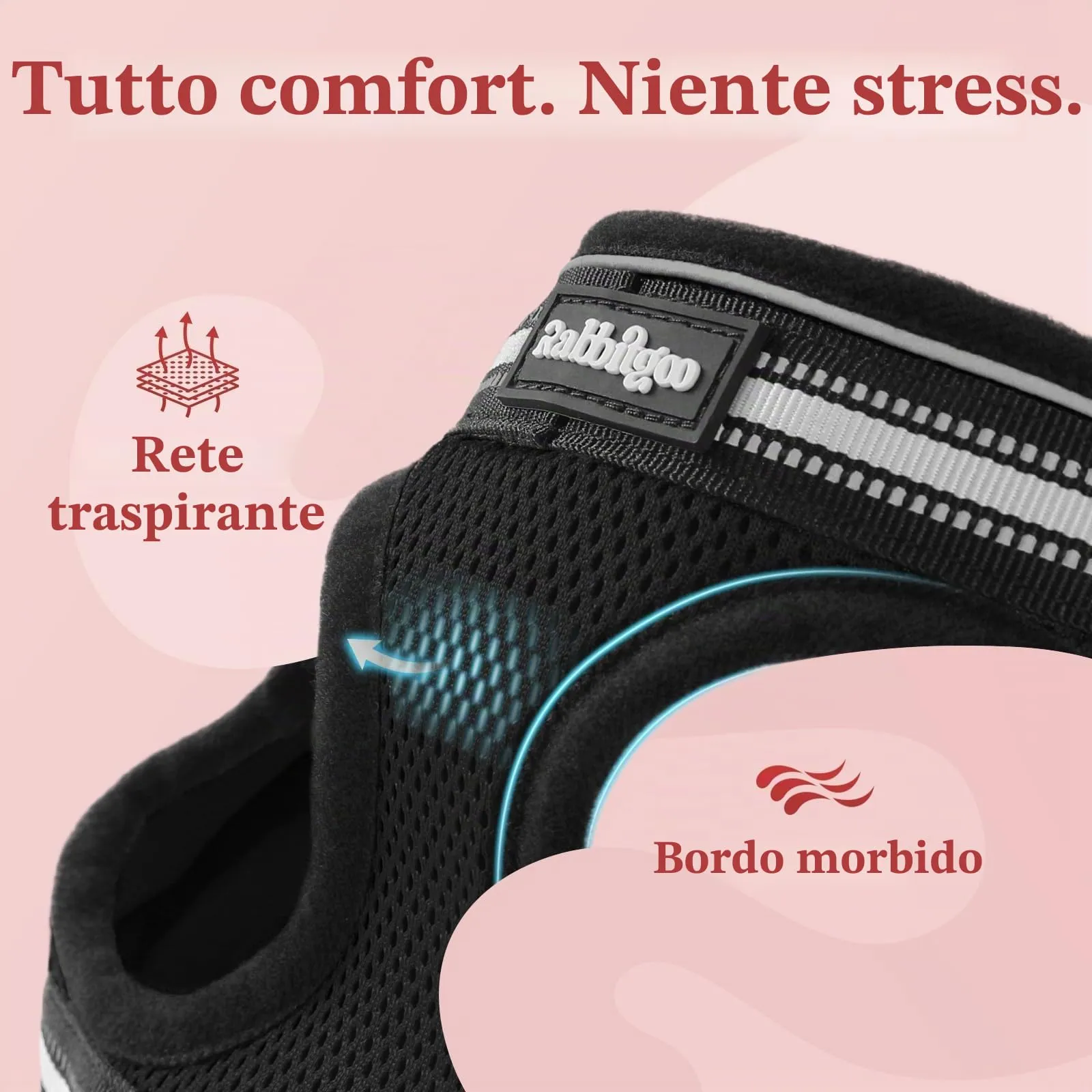 rabbitgoo Pettorina e Guinzaglio Antifuga per Gatti, Riflettente e Regolabile, M, Nero - immagine 7