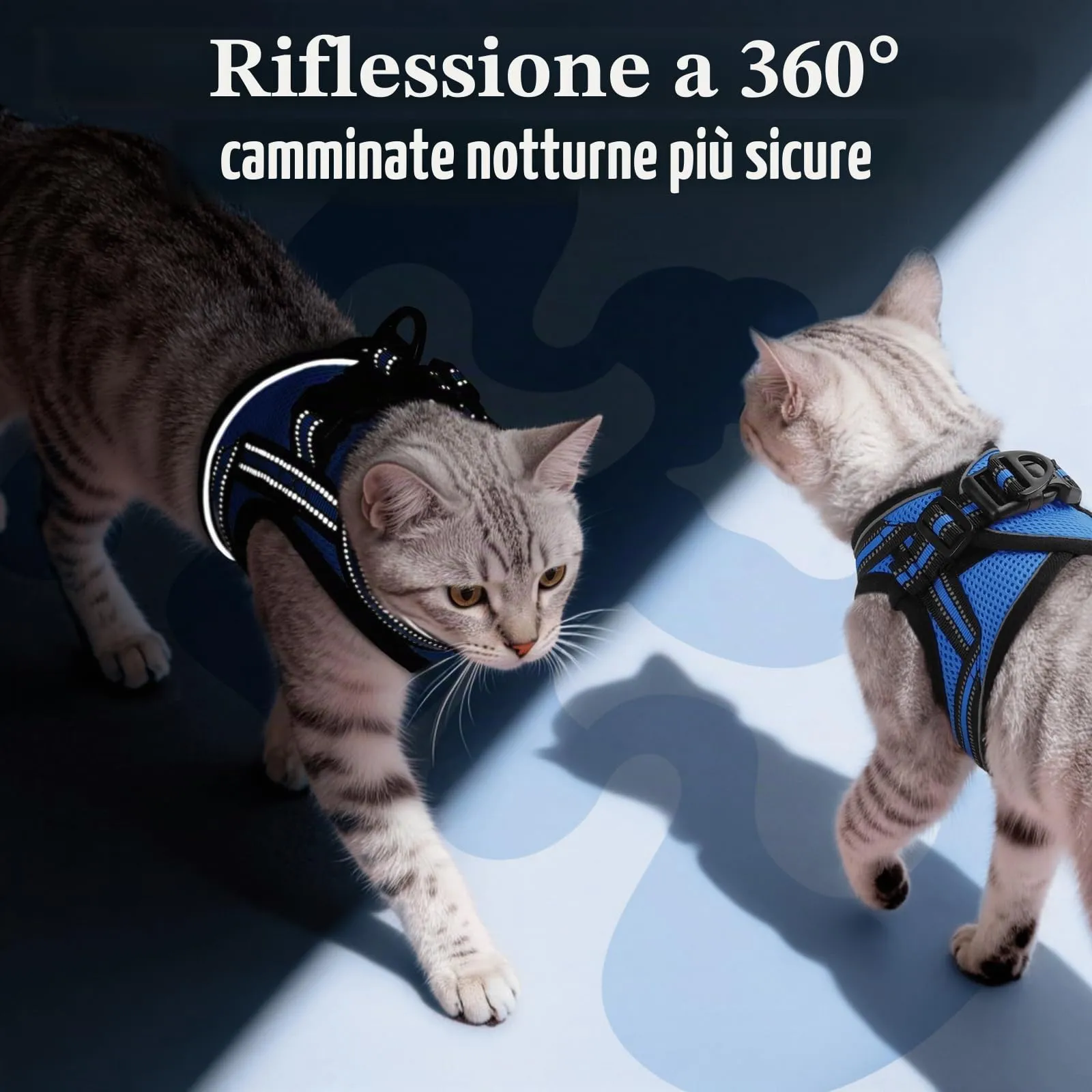 rabbitgoo Pettorina Antifuga e Guinzaglio per Gatti, Imbracatura Riflettente Regolabile, S, Blu - immagine 5