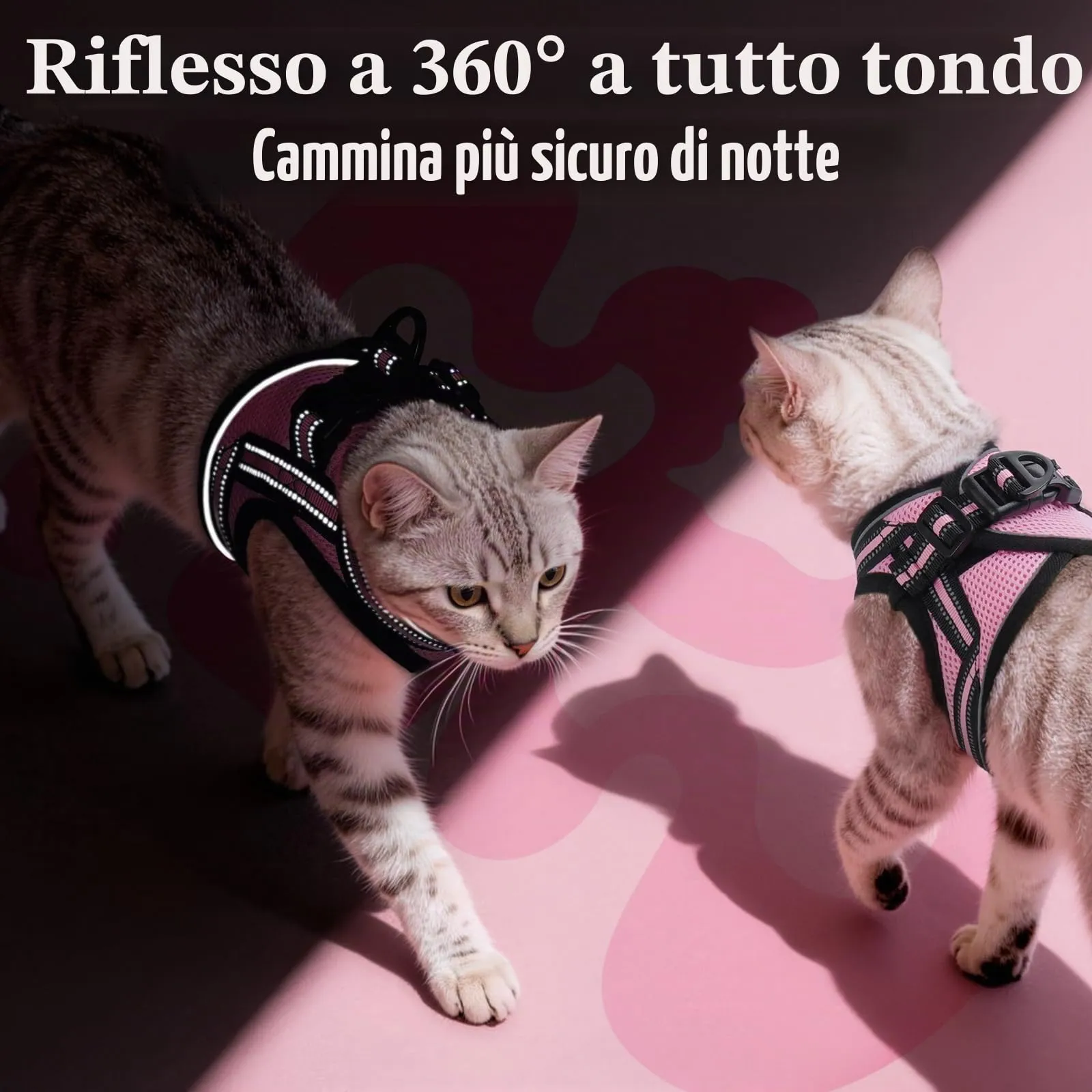 rabbitgoo Pettorina e Guinzaglio Antifuga per Gatti, Riflettente e Regolabile, S, Rosa - immagine 5