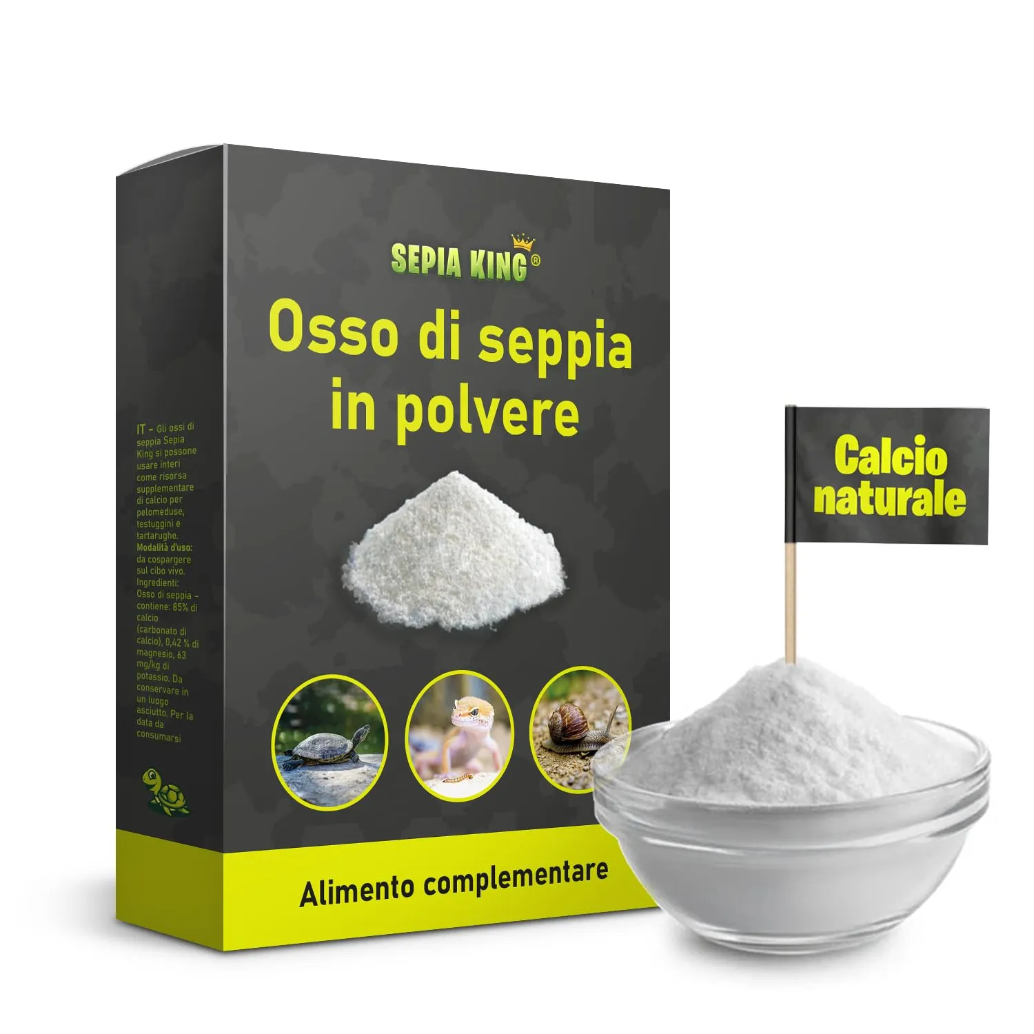 Sepia King Polvere di Osso di Seppia Calcio per Tartarughe, Rettili e Lumache - 50 g - immagine 1