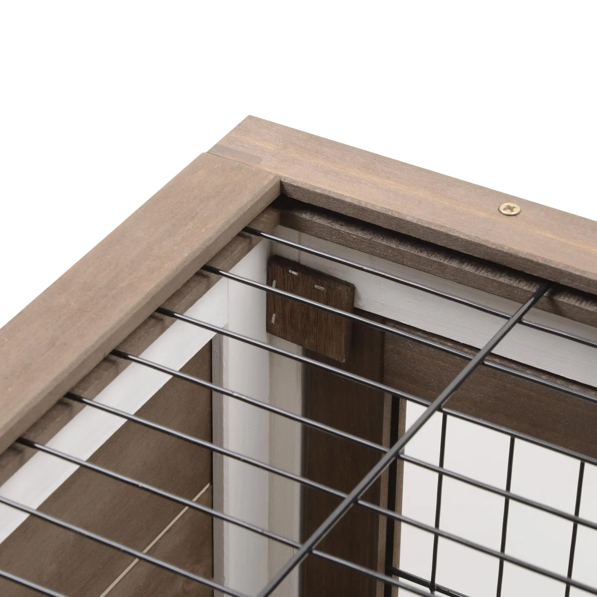 PawHut Conigliera da Interno in Legno Abete con Ruote 110x50x88cm Marrone - immagine 9