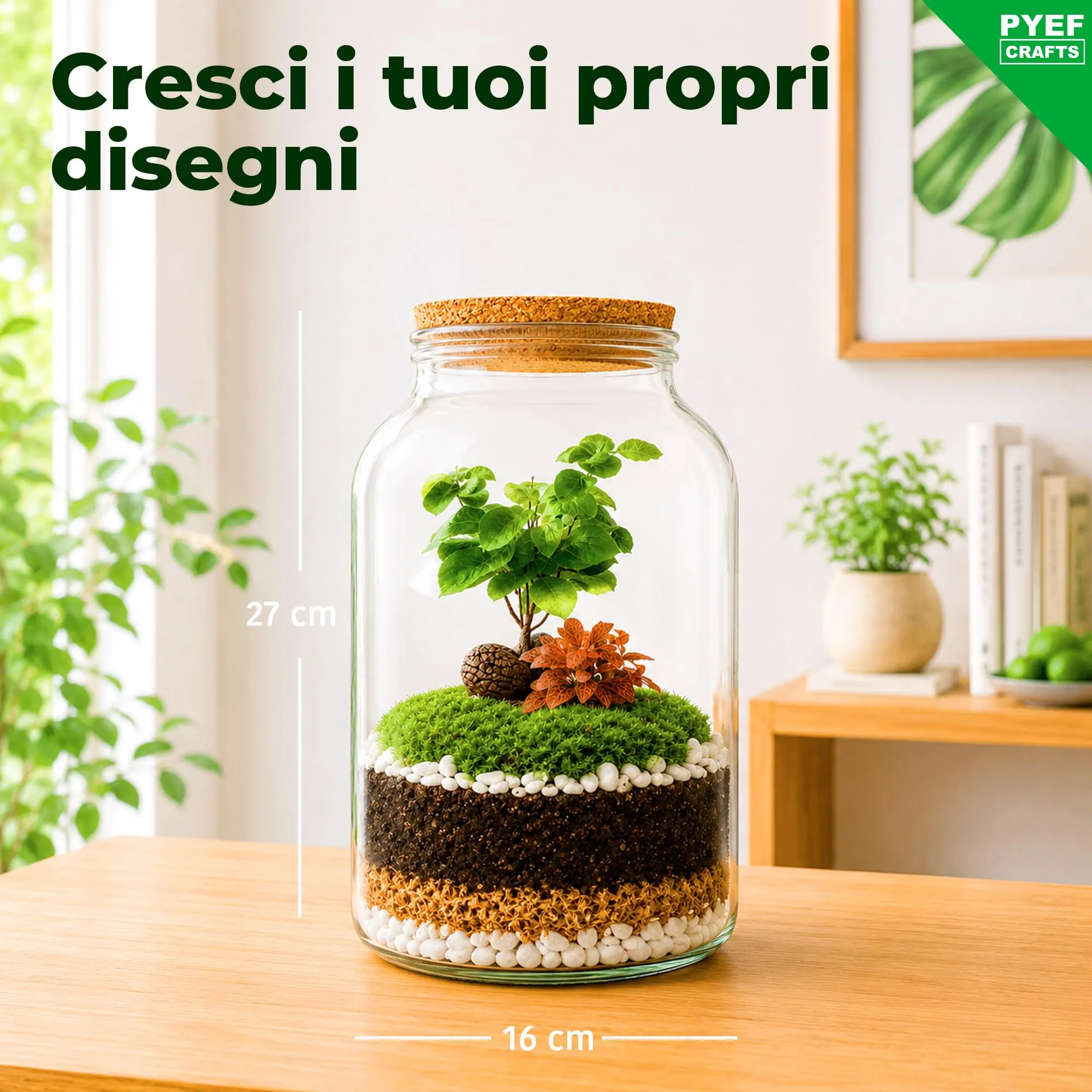 PYEF CRAFTS Kit Terrarium con Vaso in Vetro 4L - immagine 4