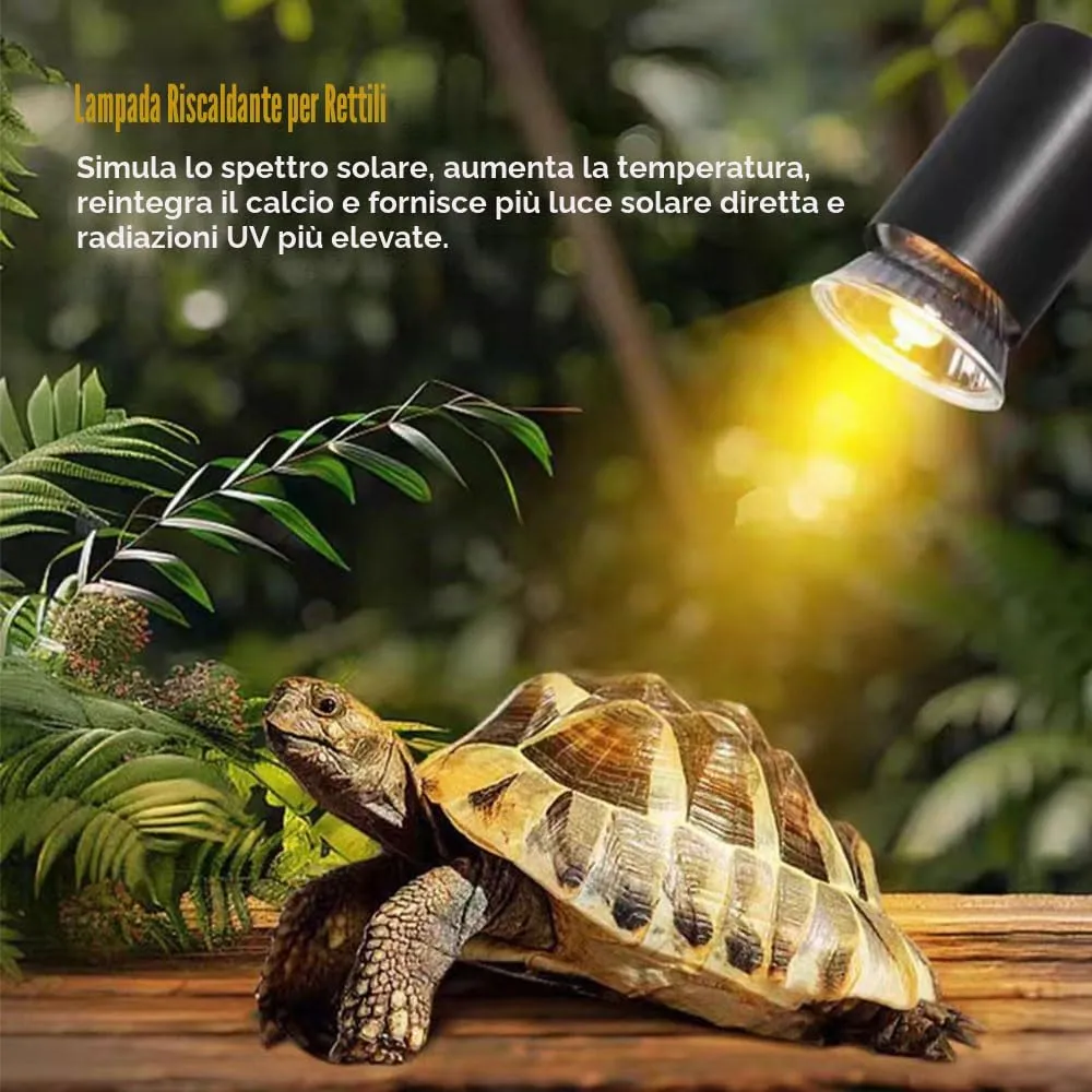 KINGYEENUO Lampada di Calore Rettile a Doppia Testa con Timer, 3 Lampadine (2x50W, 1x25W) UVA + UVB E27, Lampada a Clip Rotabile a 360° per Tartaruga - immagine 6