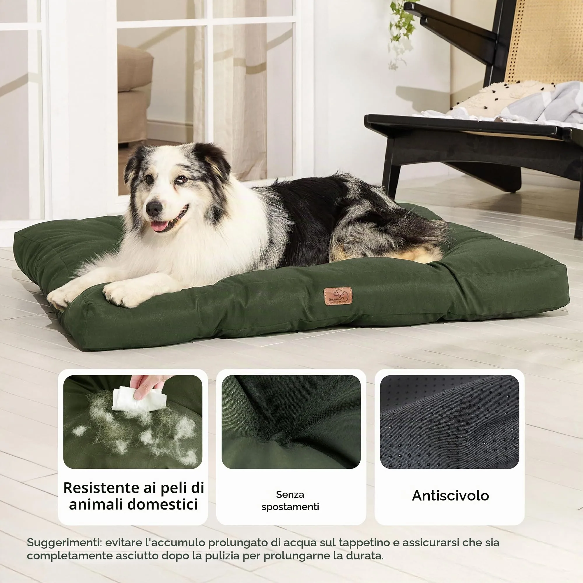 Bedsure Materasso Cani Lavabile, 111x89 cm, Verde - immagine 2