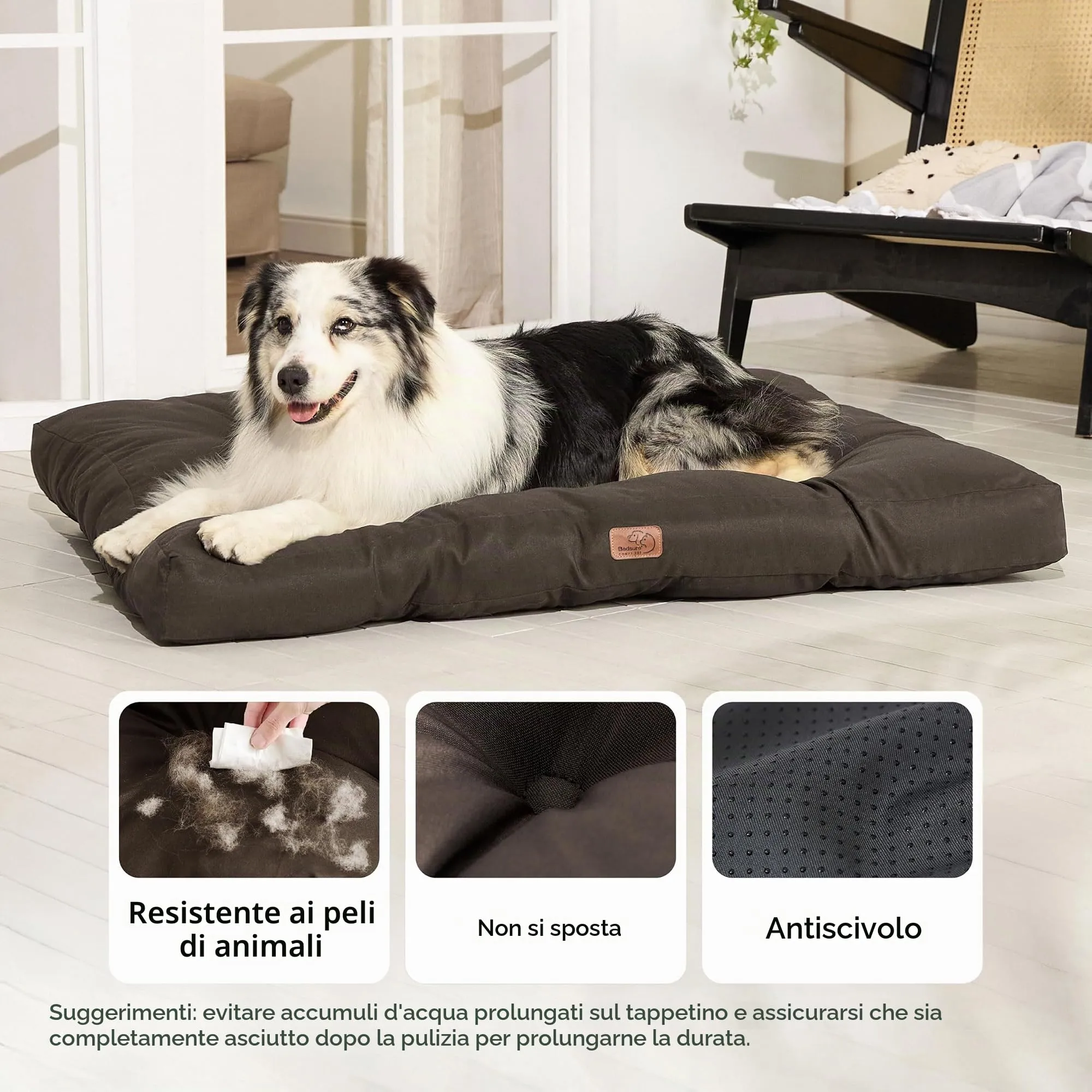 Bedsure Materasso Cani Lavabile, 120x90 cm, Marrone - immagine 2