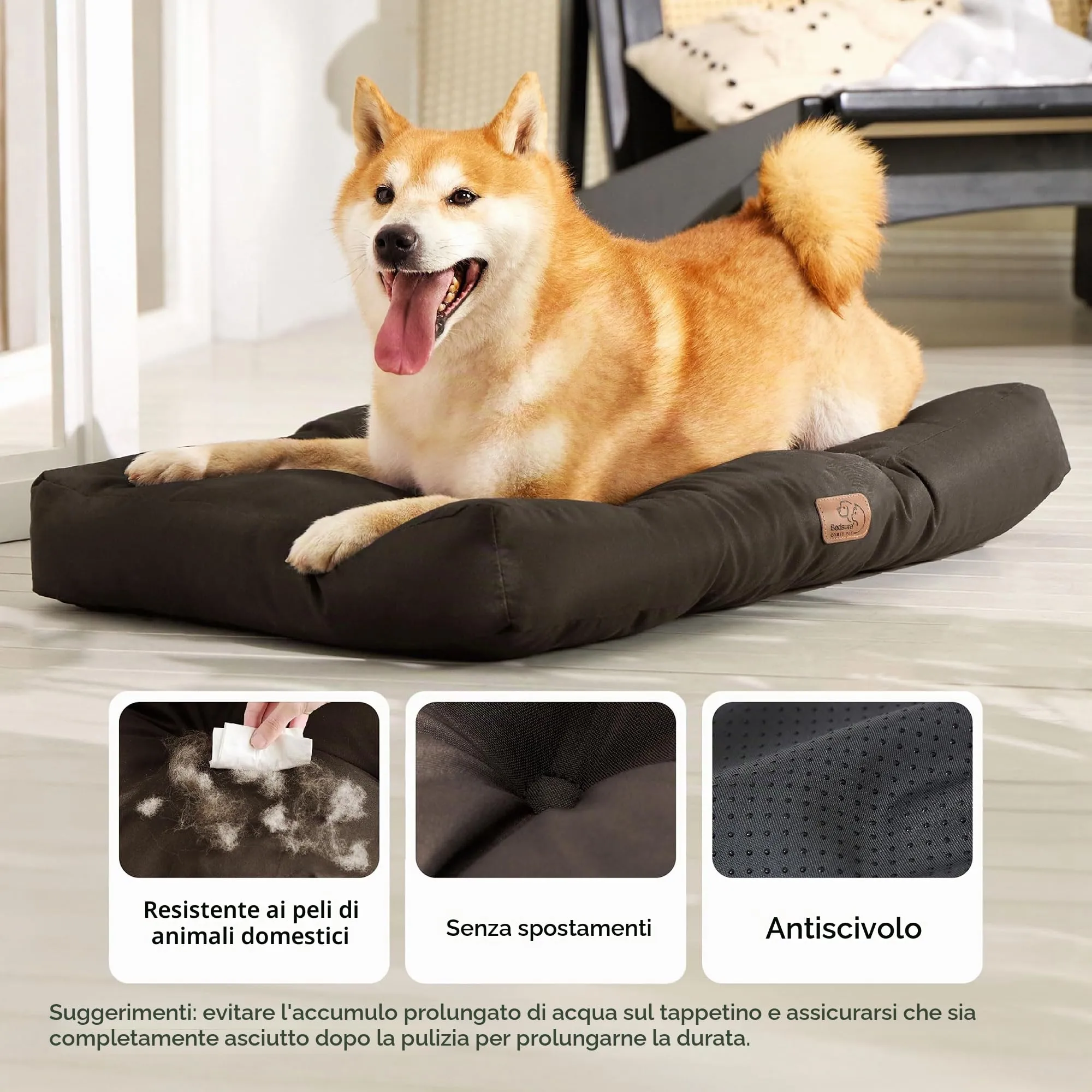 Bedsure Materasso per Cani Lavabile, 76x50 cm, Marrone - immagine 2