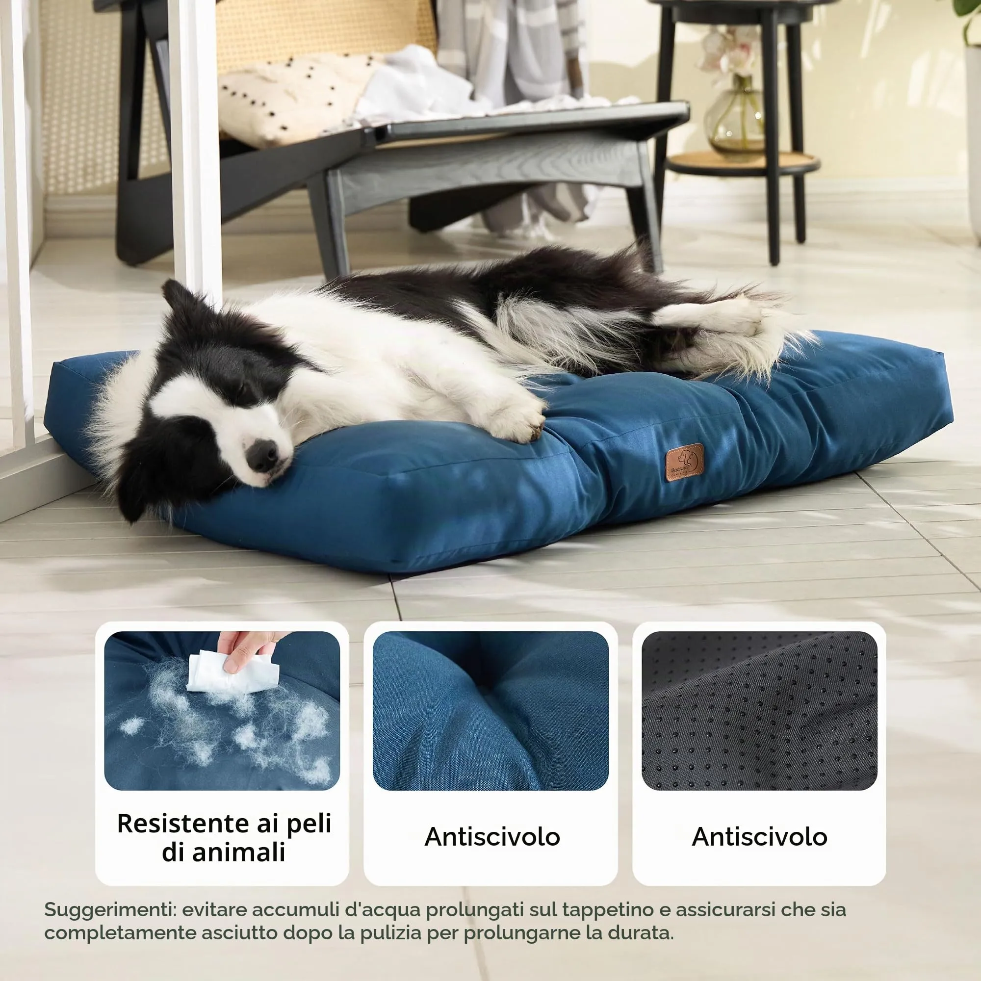 Bedsure Materasso Cani Lavabile, 91x68 cm, Blu Tibetano - immagine 2
