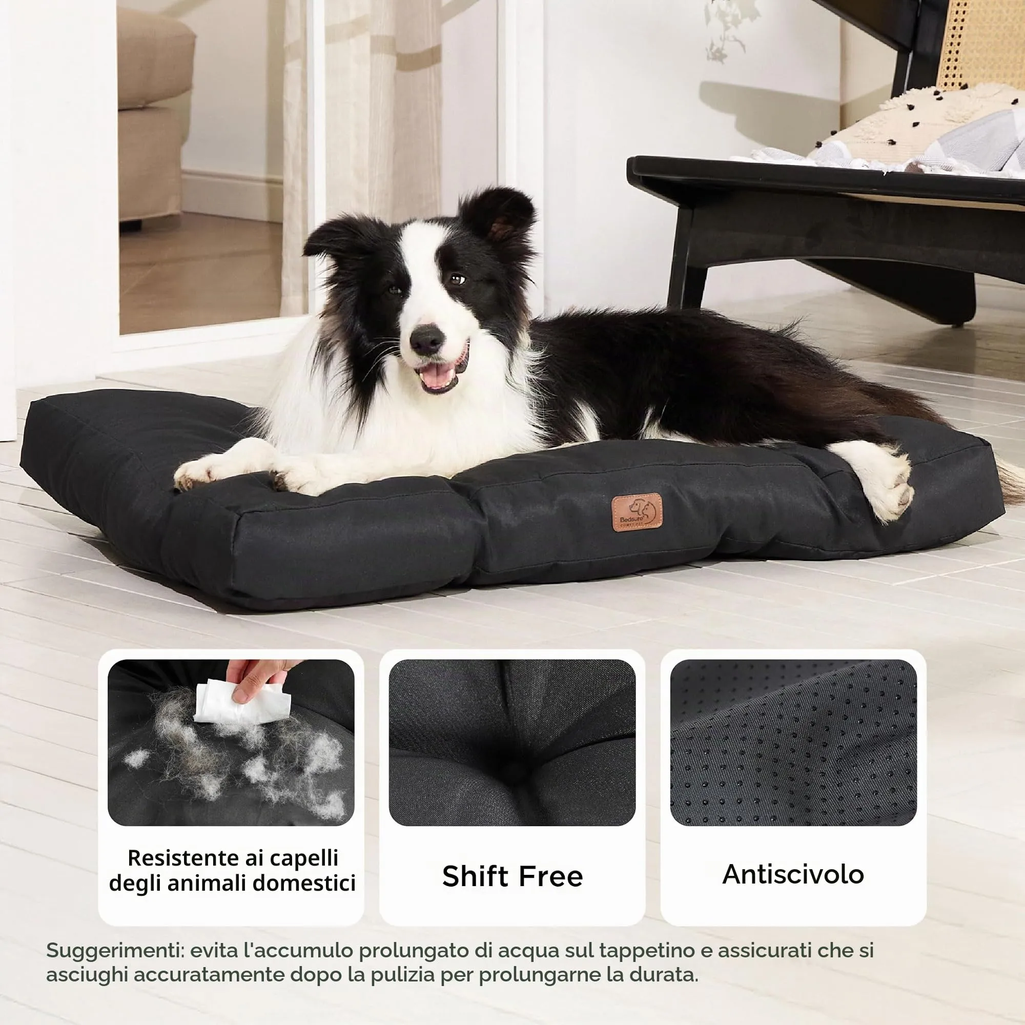 Bedsure Materasso per Cani Lavabile, 91x68 cm, Nero - immagine 2