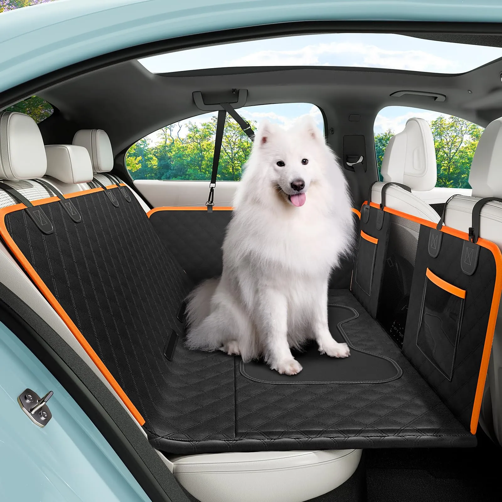 Pecute Coprisedile Auto per Cani Fondo Rigido, 128x61x40cm, Nero Opaco - immagine 1