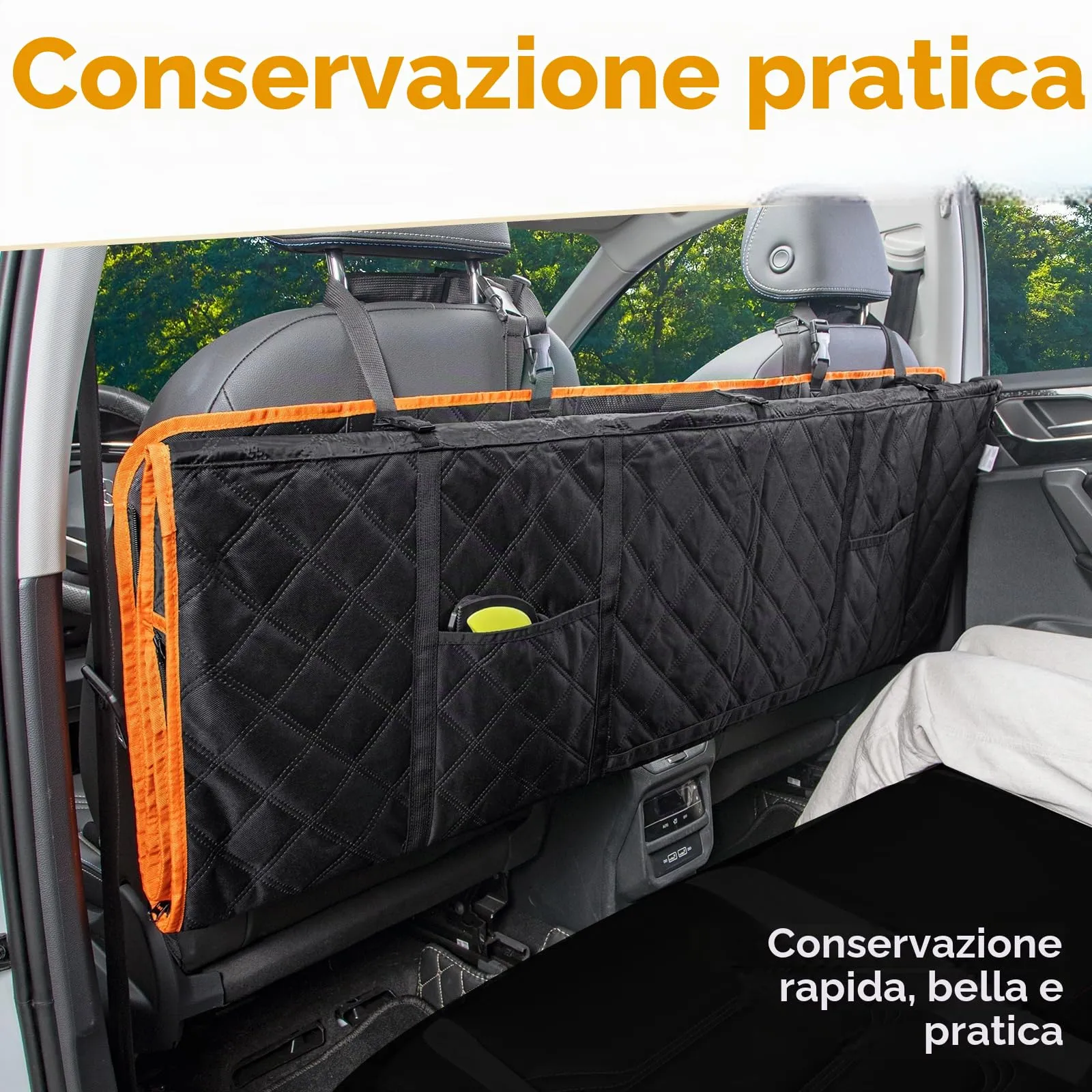 Pecute Coprisedile Auto per Cani Fondo Rigido, 128x61x40cm, Nero Opaco - immagine 3