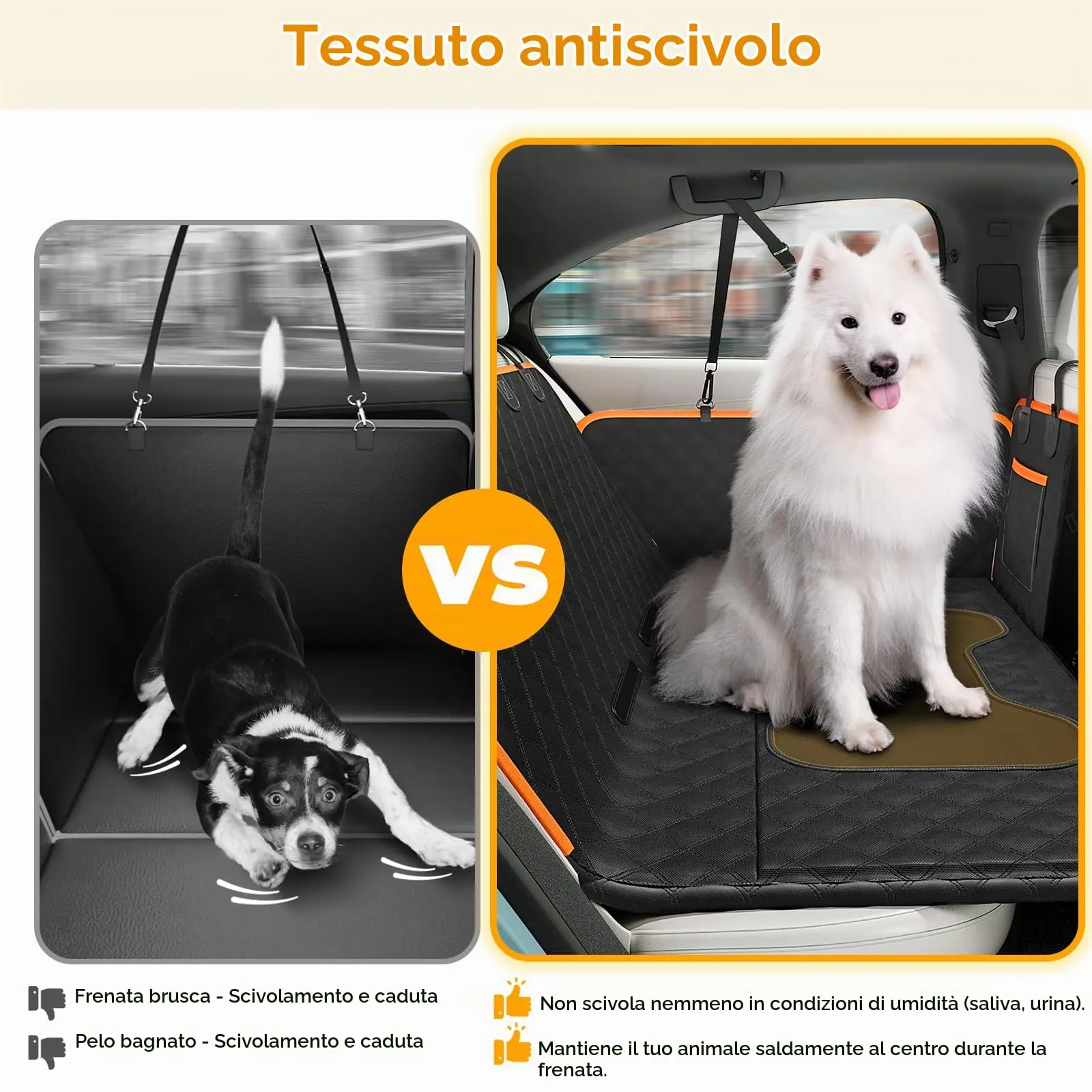 Pecute Coprisedile Auto per Cani Fondo Rigido, 128x61x40cm, Nero Opaco - immagine 4