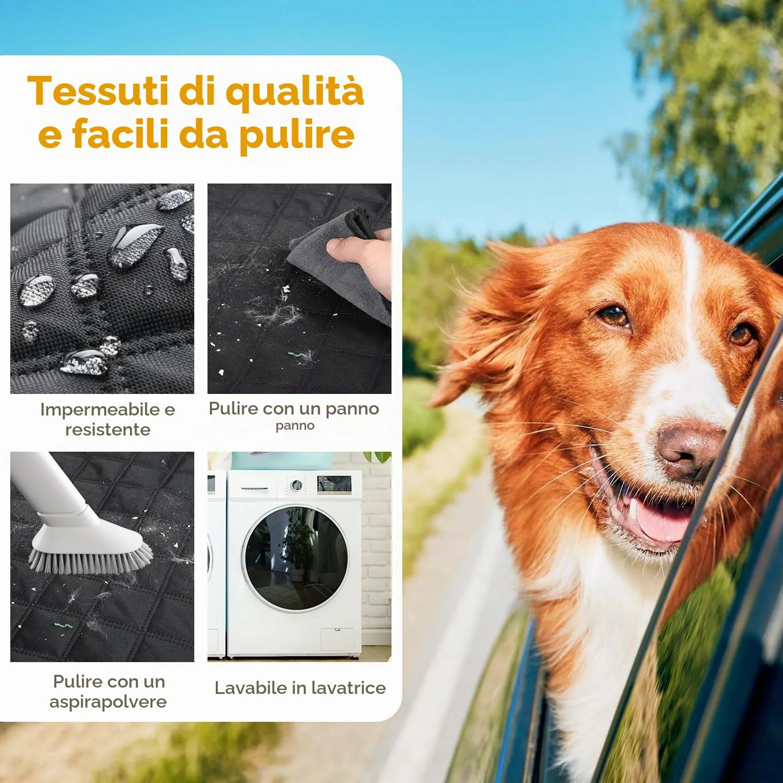 Pecute Coprisedile Auto per Cani Fondo Rigido, 128x61x40cm, Nero Opaco - immagine 5