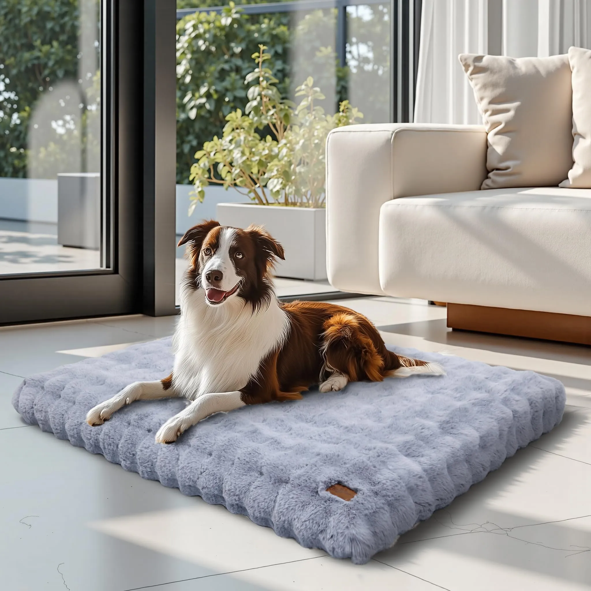 BingoPaw Cuscino Peloso per Cani, Cuccia Sfoderabile e Lavabile, Taglia Grande (120x90x12 cm), Grigio - immagine 3