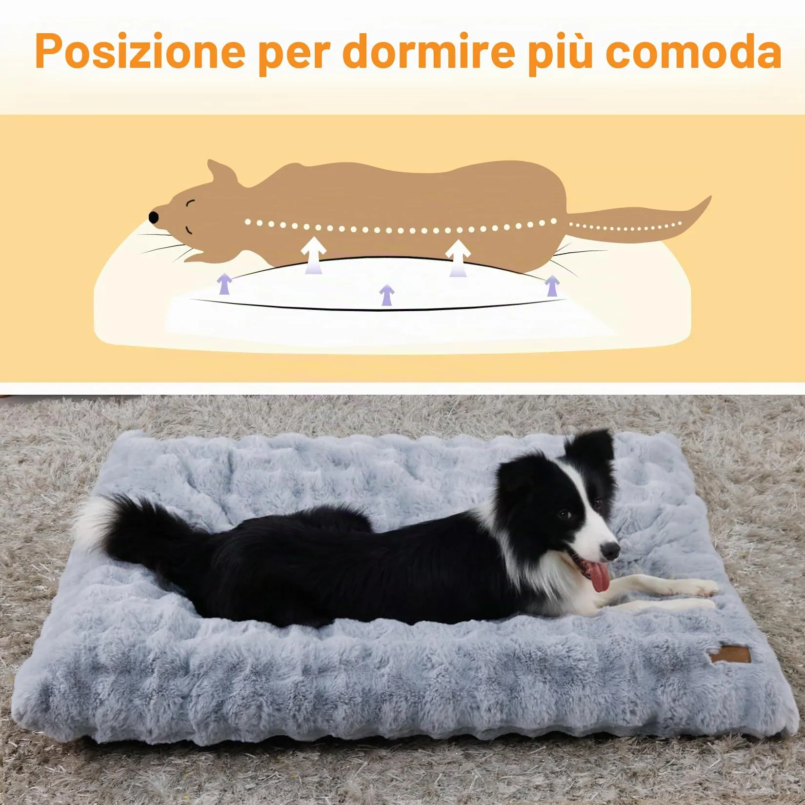 BingoPaw Cuscino Peloso per Cani, Cuccia Sfoderabile e Lavabile, Taglia Grande (120x90x12 cm), Grigio - immagine 4