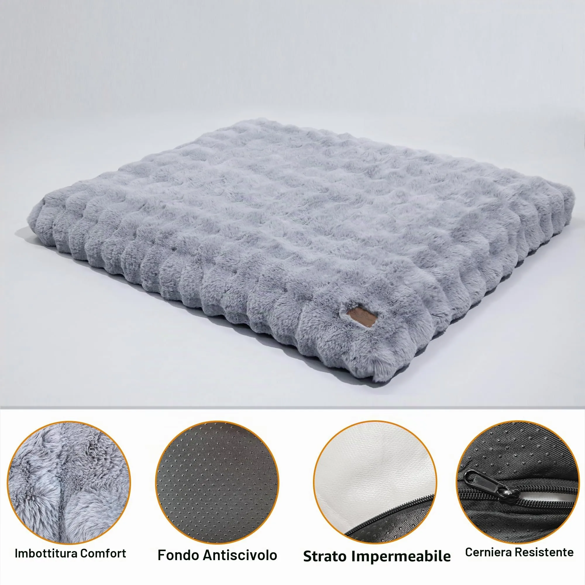 BingoPaw Cuscino Peloso per Cani, Cuccia Sfoderabile e Lavabile, Taglia Grande (120x90x12 cm), Grigio - immagine 8