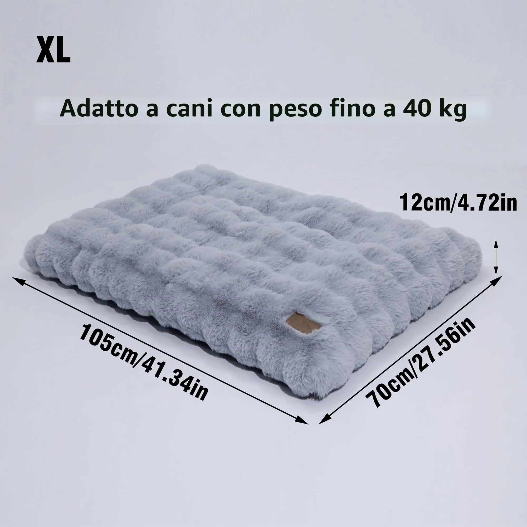 BingoPaw Cuccia Cane Extra Grande, Lavabile, 105x70x12cm, Grigio - immagine 2