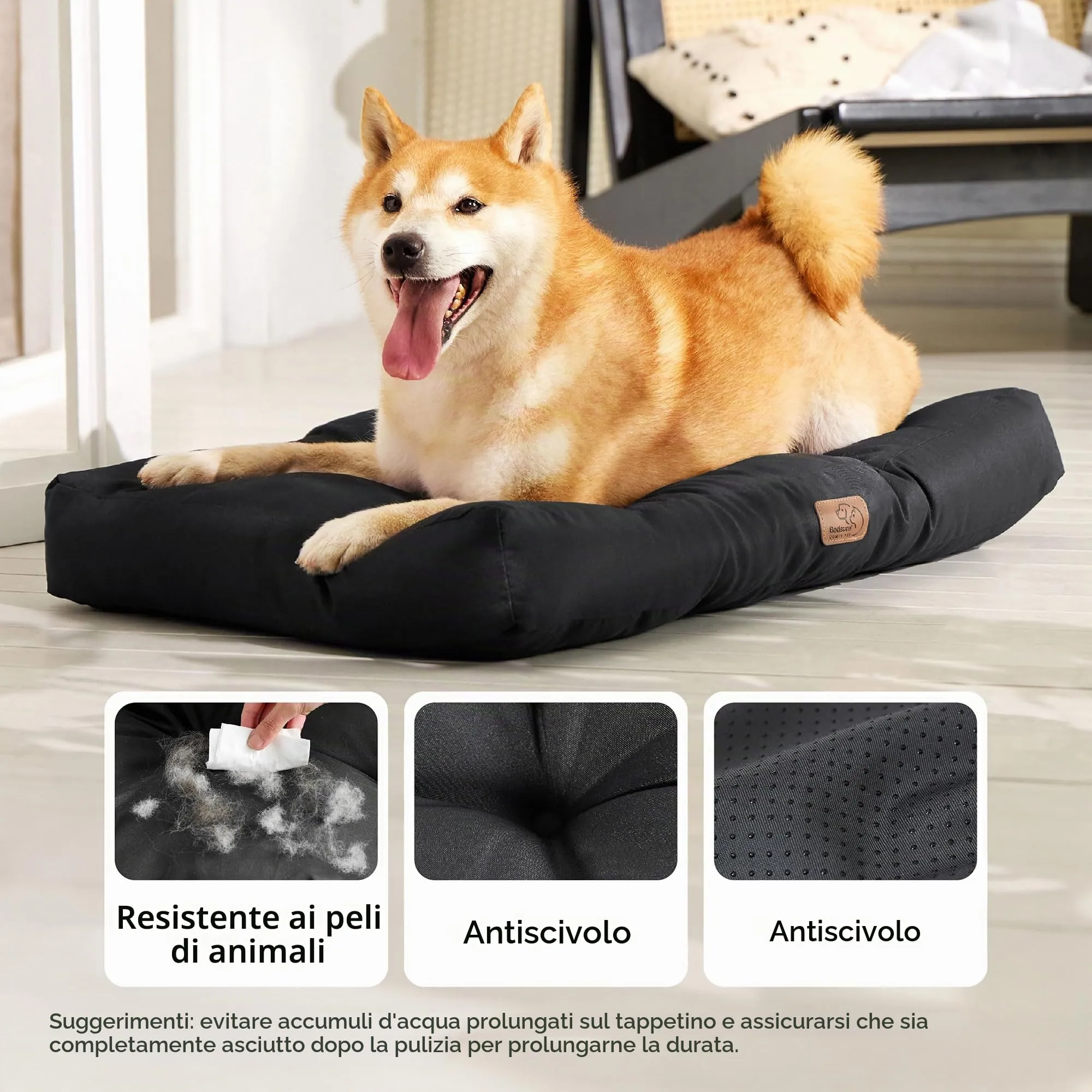 Bedsure Materasso Cani Lavabile, Taglia Media 76x50 cm, Nero - immagine 2
