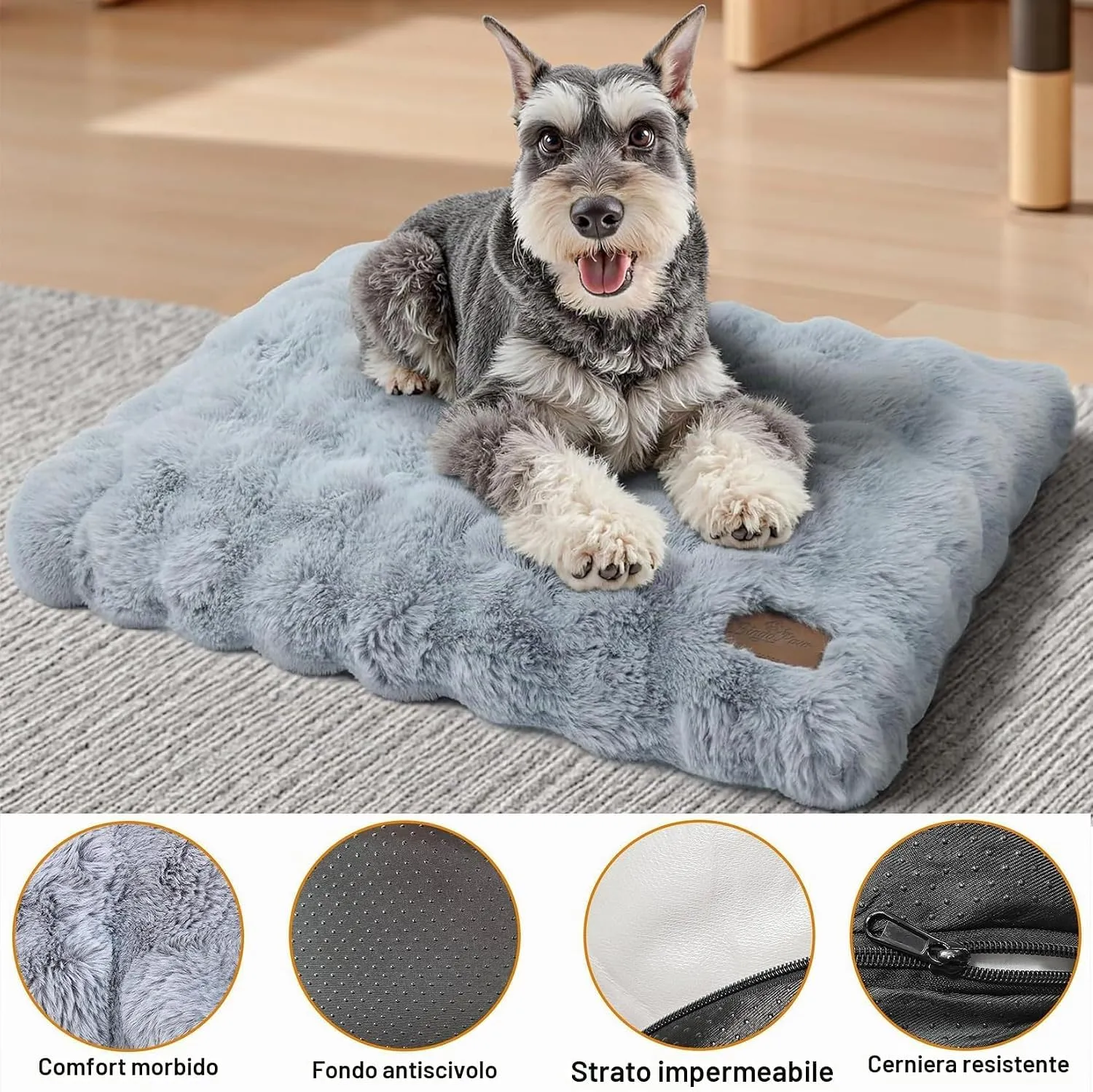 BingoPaw Cuccia Cane Interno Lavabile, 76x51x10cm, Grigio - immagine 8