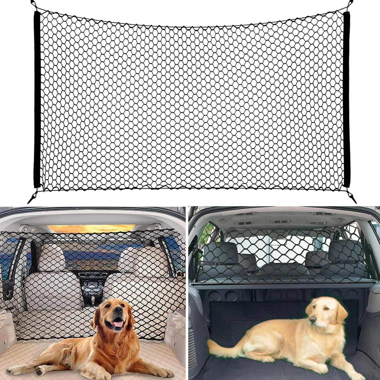 bangminda Barriera Rete Auto per Cane 120×70 cm con 4 Ganci per SUV e Camion - immagine 1