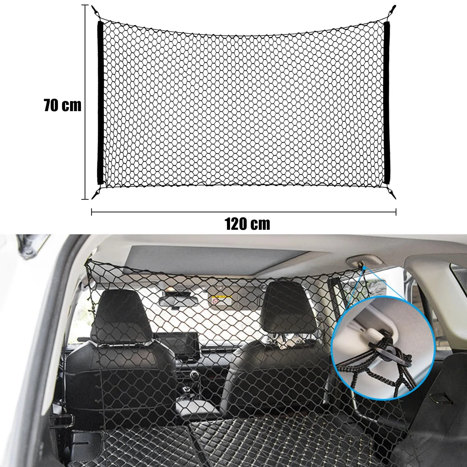 bangminda Barriera Rete Auto per Cane 120×70 cm con 4 Ganci per SUV e Camion - immagine 3