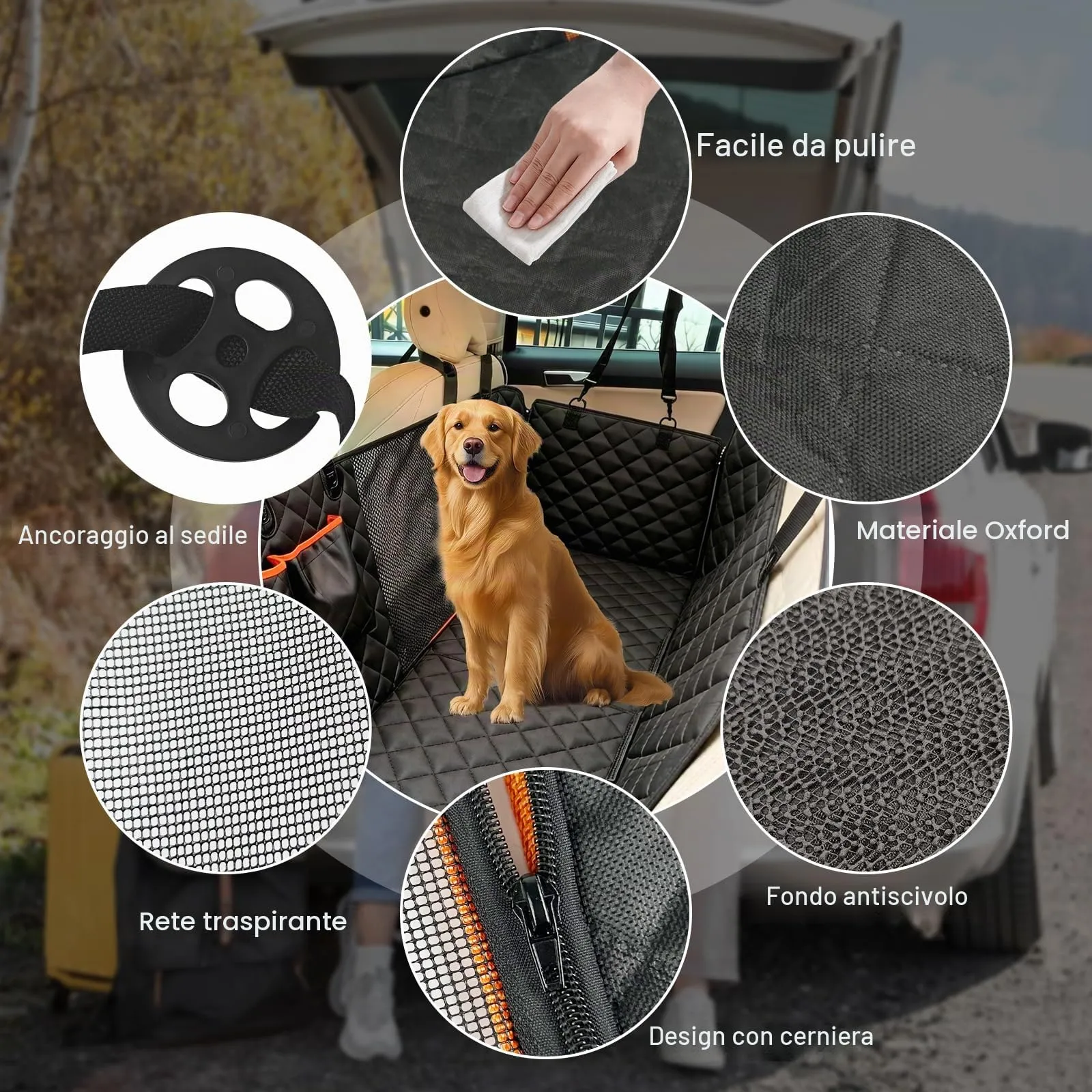 Zencantorous Coprisedile Auto per Cani, 135x44x36cm, Nero - immagine 4