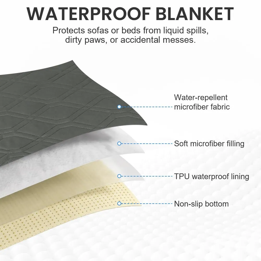 OFFCUP Coperta Impermeabile per Cani e Copridivano, Grigio Scuro, 100*127 cm, Geometrico - immagine 3