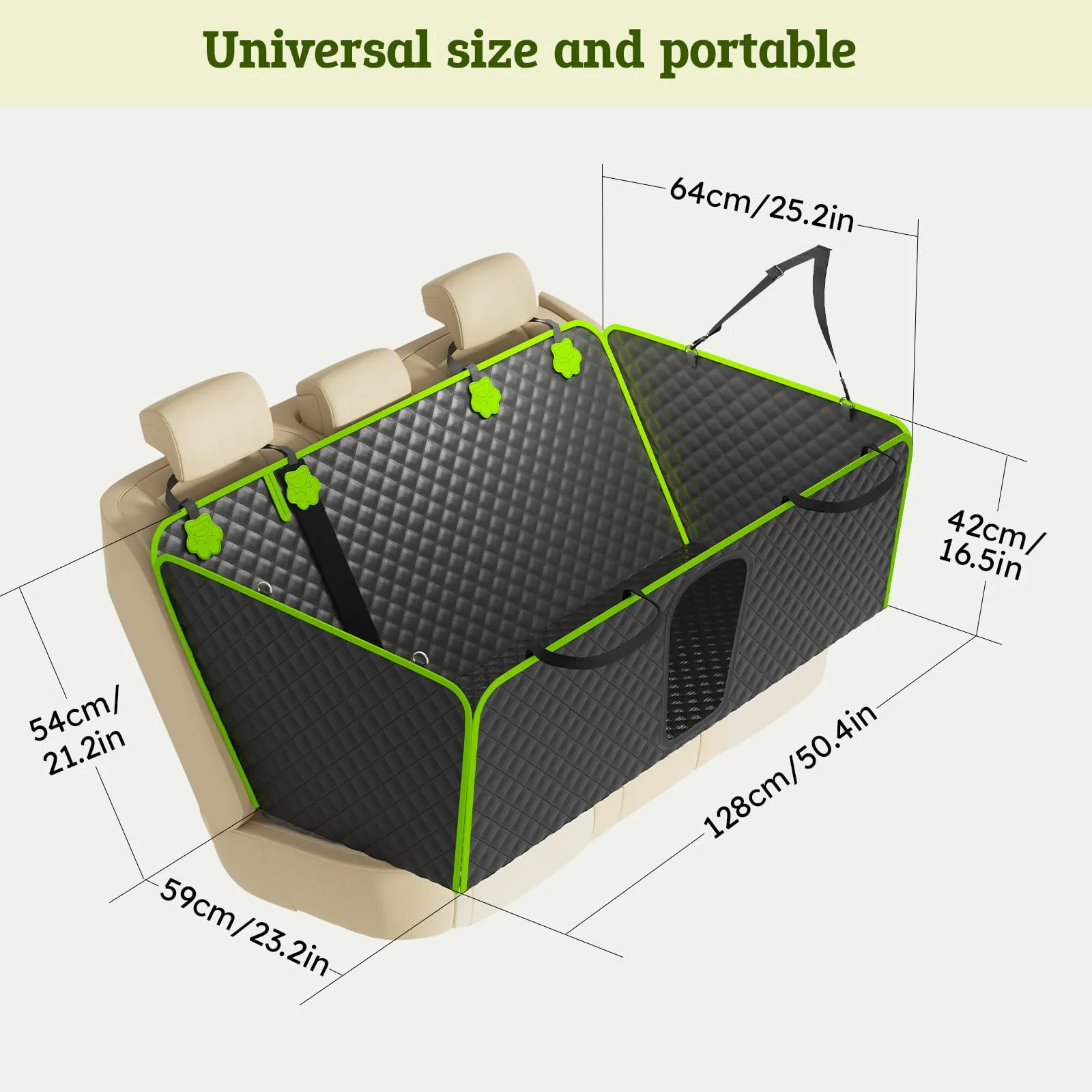Pecute Coprisedile Auto per Cani 2 in 1 in Pelle PU Impermeabile con Fondo Duro, XL, Verde - immagine 8