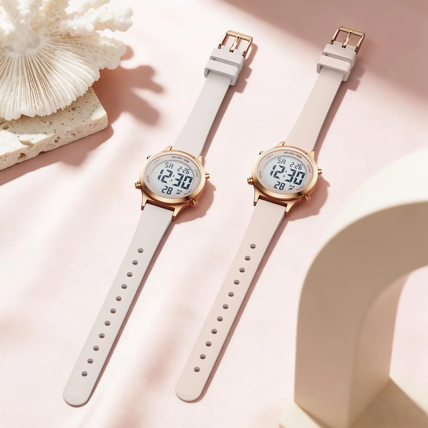 Golden Hour GH1330 Orologio Digitale Donna Sportivo Impermeabile 5 ATM, Cinturino Silicone 12mm, Movimento Giapponese, Luce LED, Sveglia, Cronometro - immagine 6