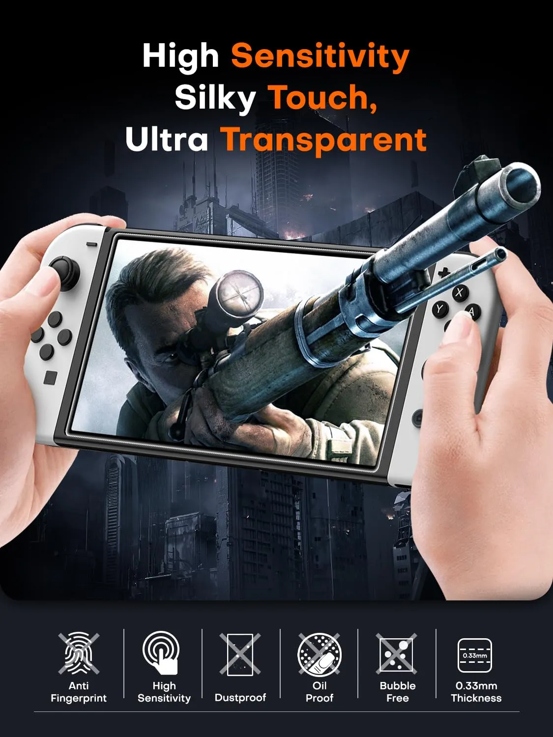 TOCOL Pellicola Protettiva in Vetro Temperato 9H per Nintendo Switch OLED 7 Pollici - immagine 6