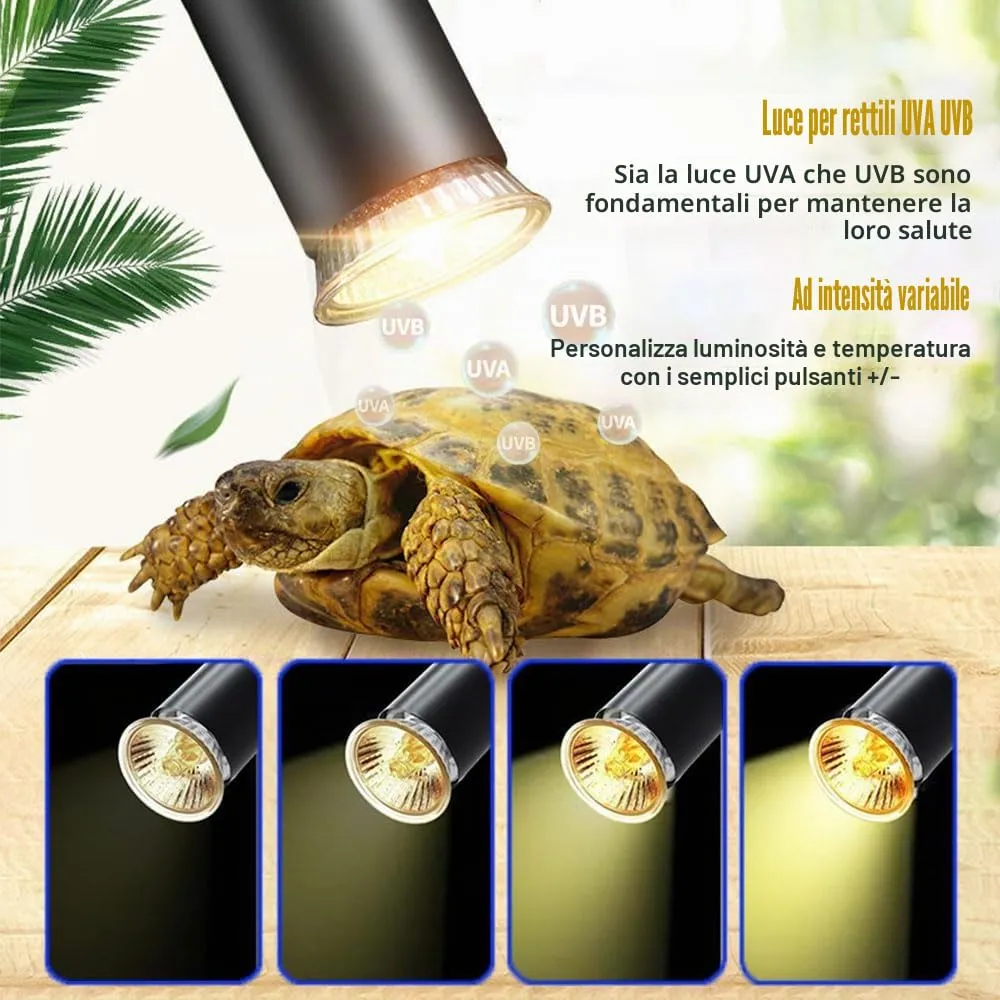KINGYEENUO Lampada Riscaldante per Rettili con Timer e 3 Lampade UVA+UVB E27 - immagine 2