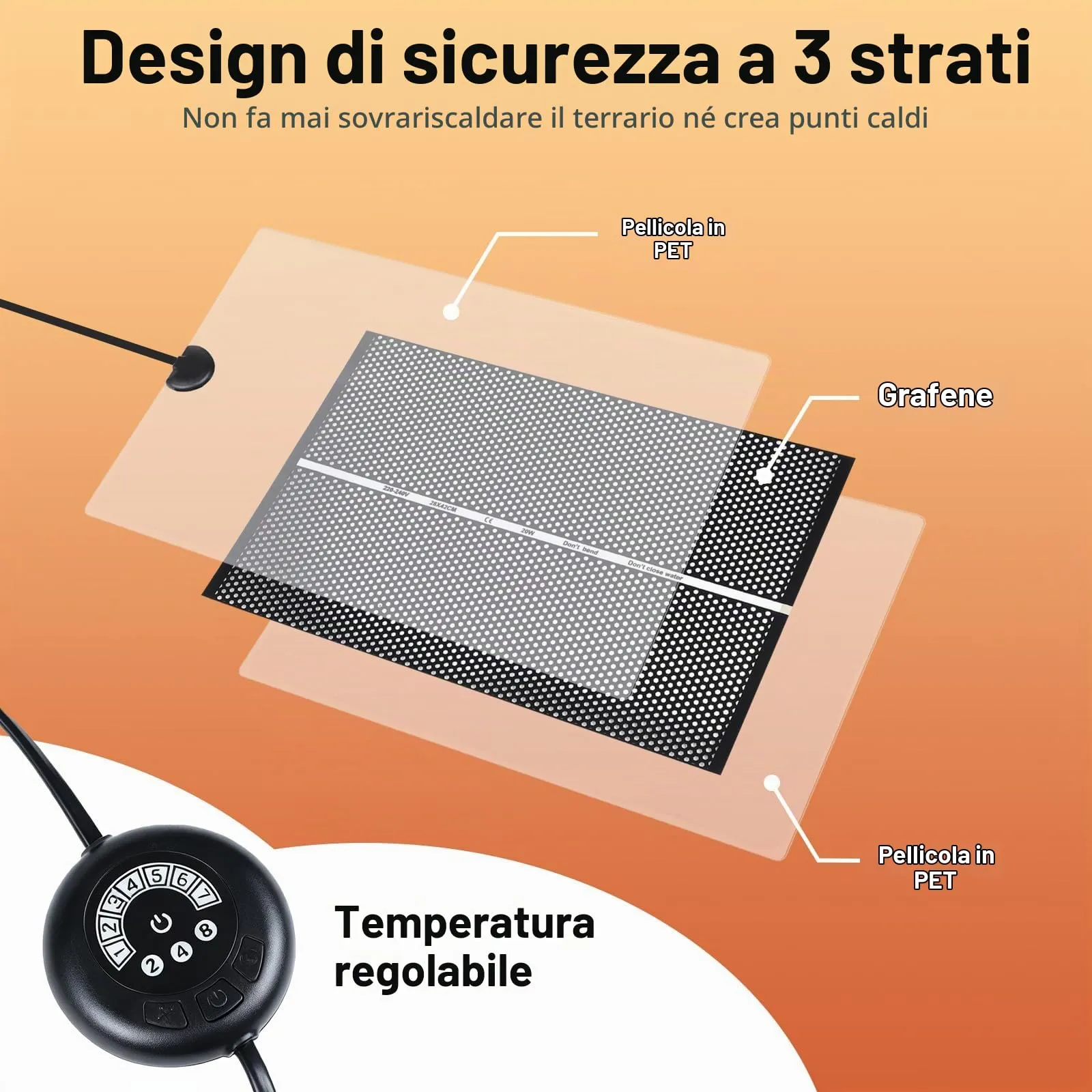 lalago Tappetino Riscaldante Rettili, 20W, 42x28cm - immagine 2