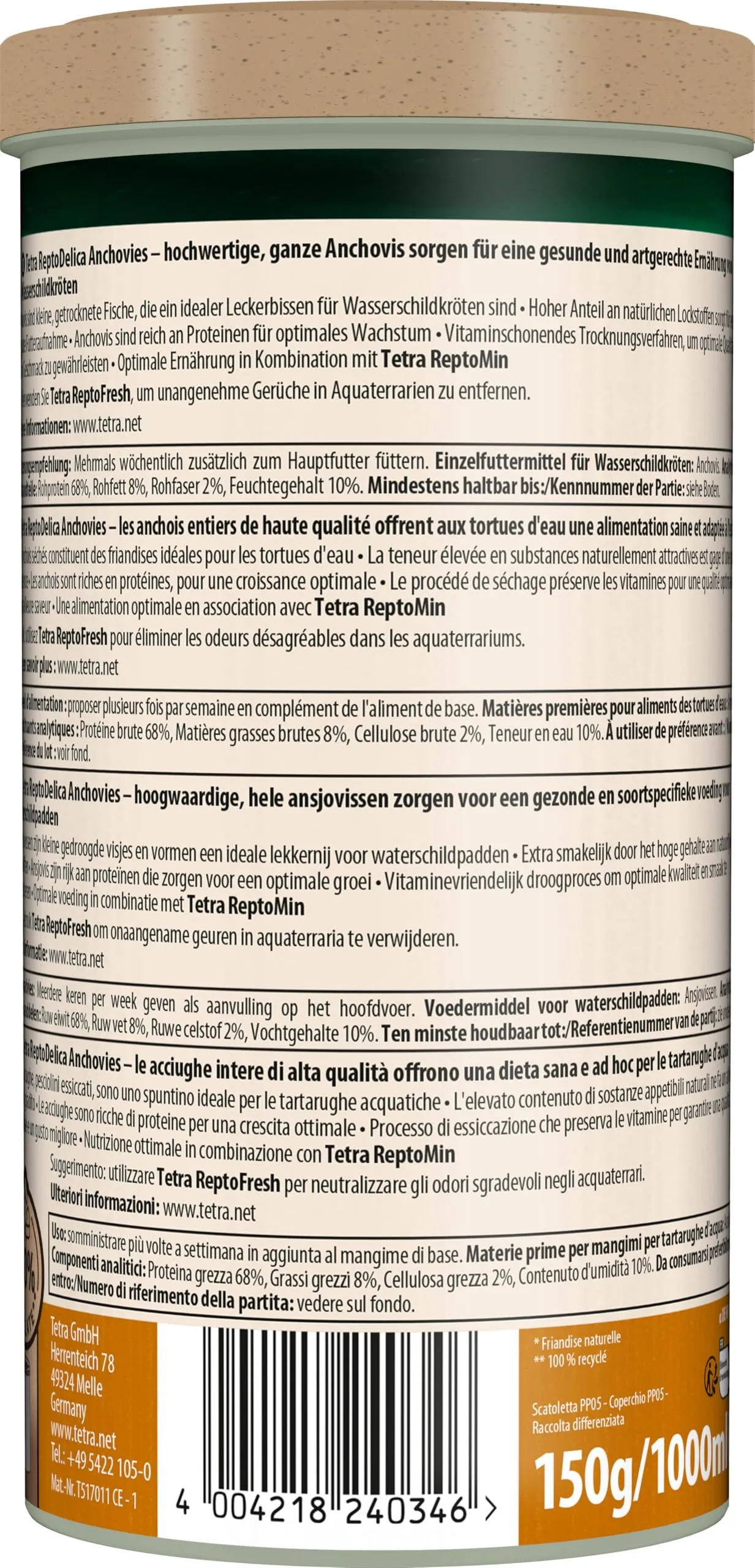 Tetra ReptoDelica Anchovies Turtle Food, 150 g - immagine 10