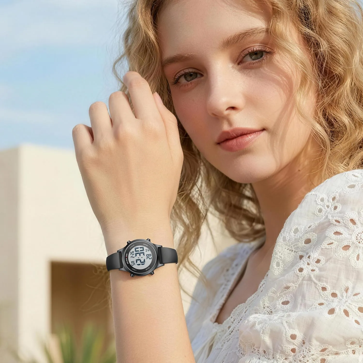 Golden Hour Orologio Digitale Donna GH1330, Impermeabile 5 ATM, Cinturino Silicone 12mm, Movimento Giapponese, Luce LED, Sveglia, Cronometro - immagine 7