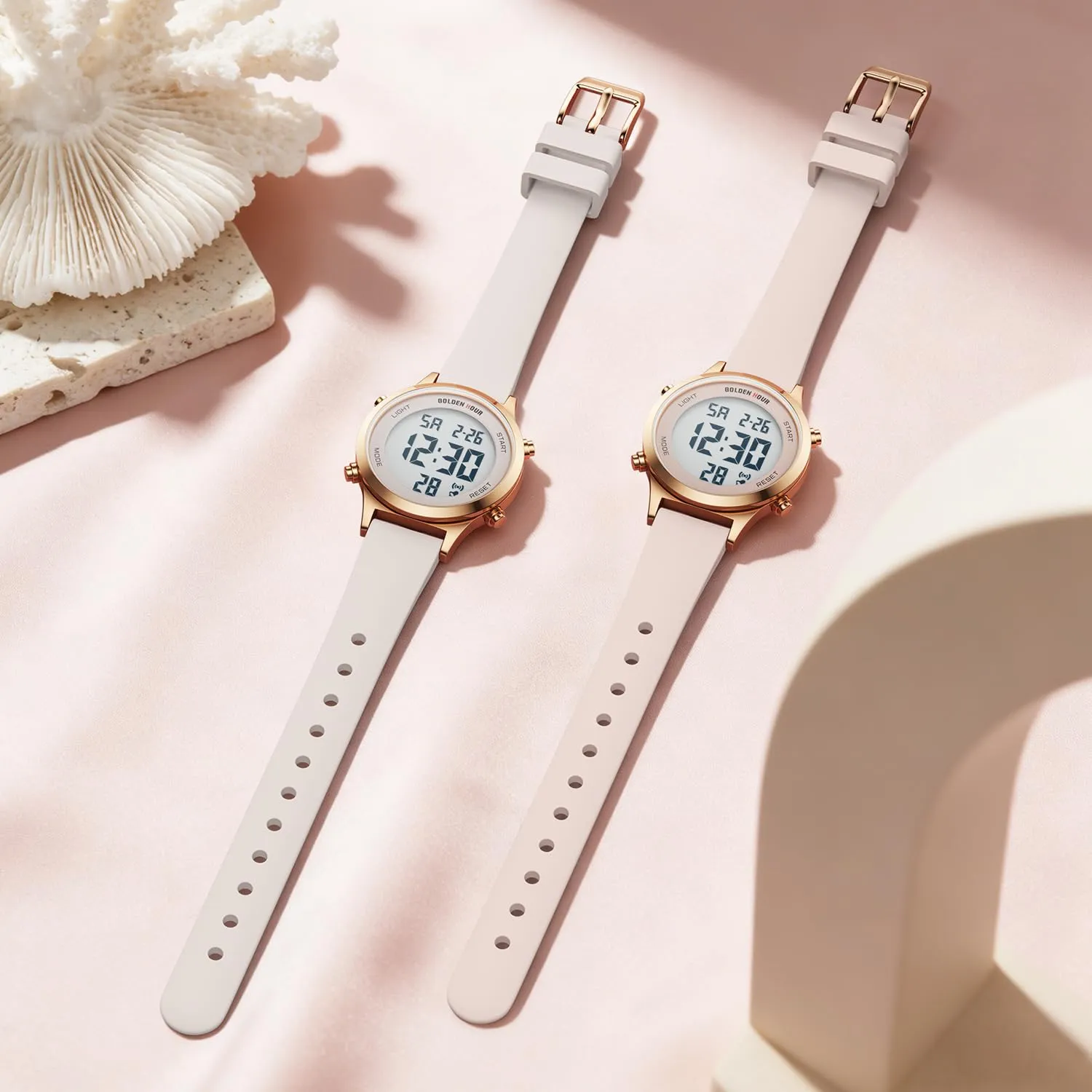 Golden Hour GH1330 Orologio Digitale Donna, Sportivo Impermeabile 5 ATM, Cinturino Silicone 12mm, Movimento Giapponese, Luce LED, Sveglia, Cronometro - immagine 6
