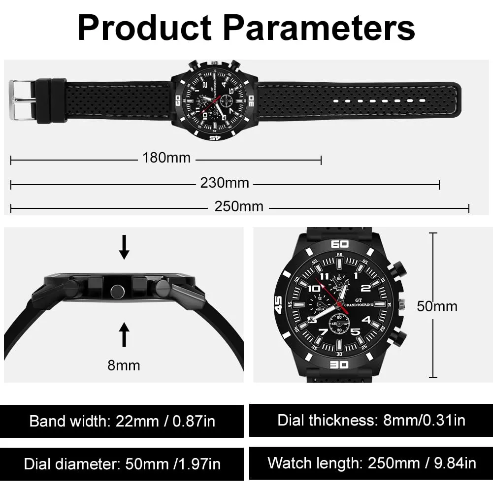 OFFCUP Orologio Uomo Analogico al Quarzo Cronografo con Cinturino in Silicone - immagine 2