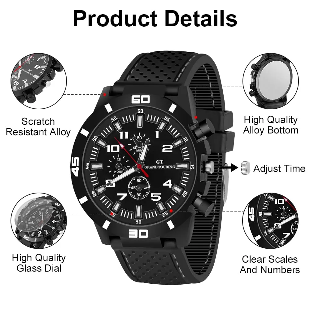 OFFCUP Orologio Uomo Analogico al Quarzo Cronografo con Cinturino in Silicone - immagine 3